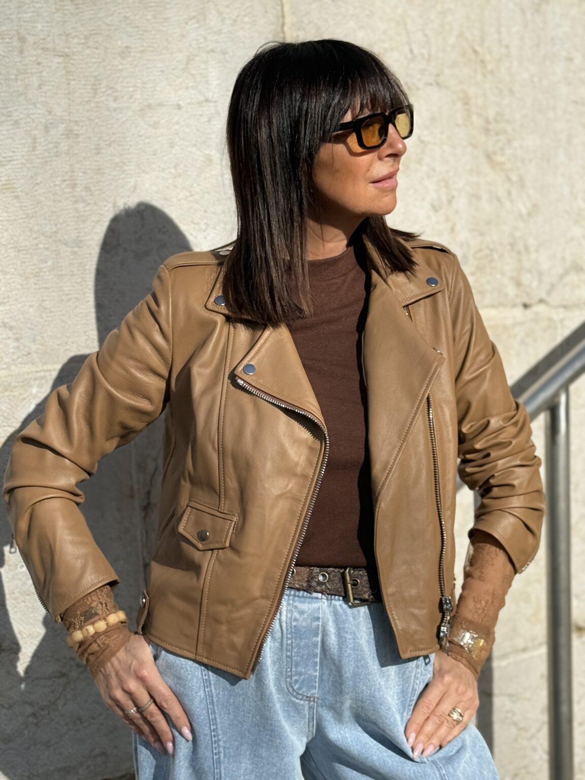 perfecto en cuir camel