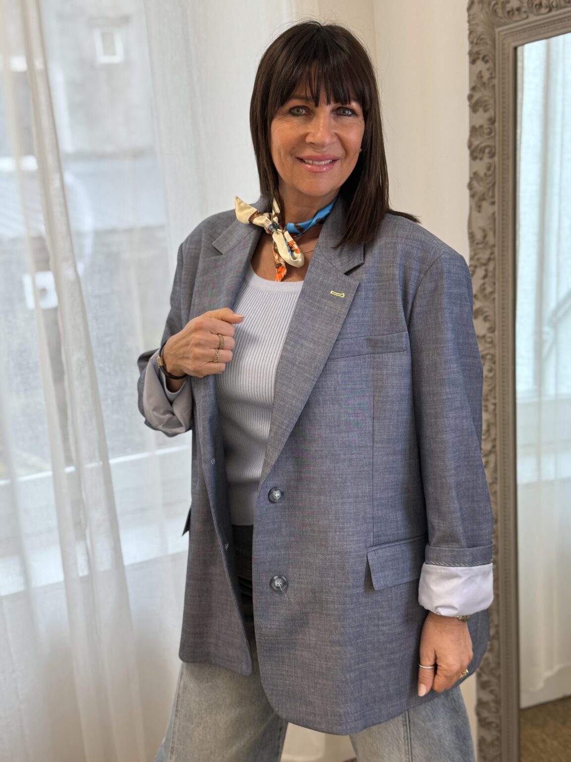 veste blazer oversize bleu denim