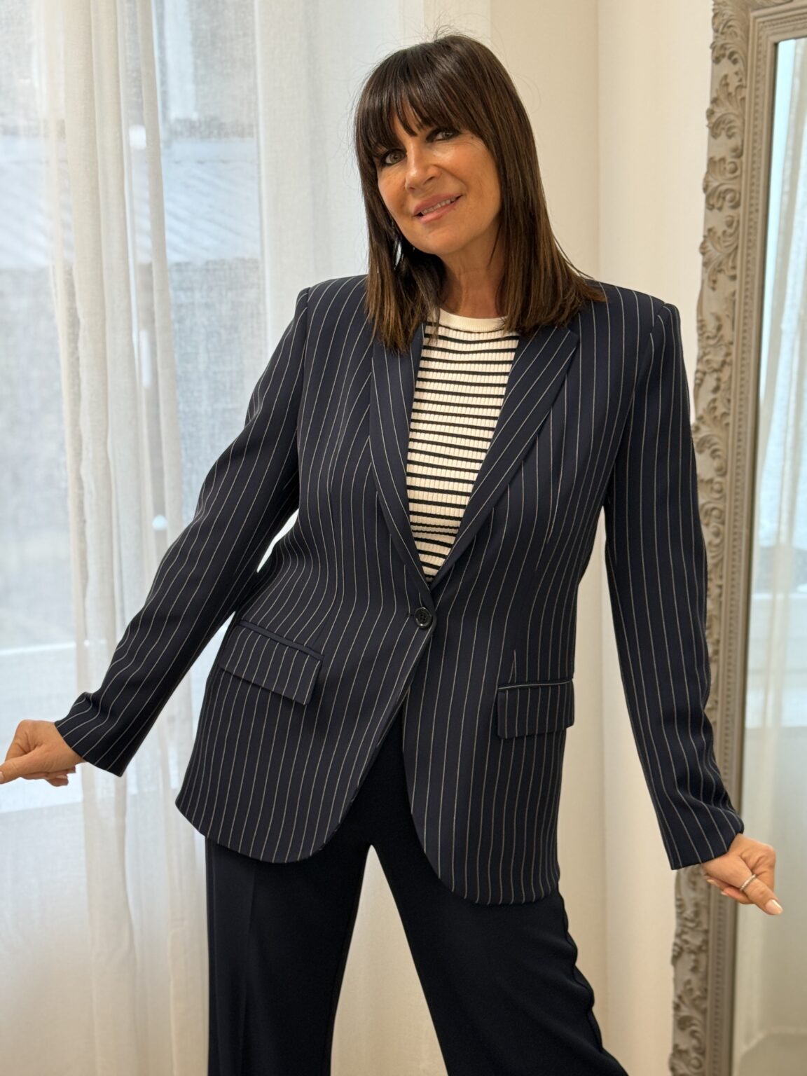 veste blazer rayé marine