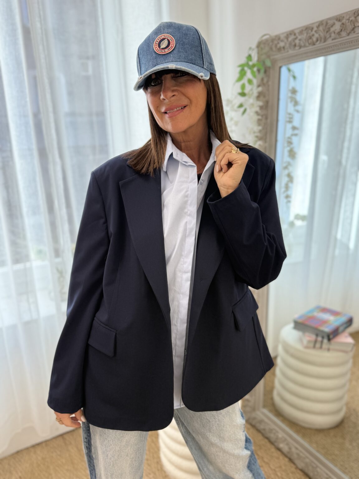 blazer structuré bleu marine kikisix