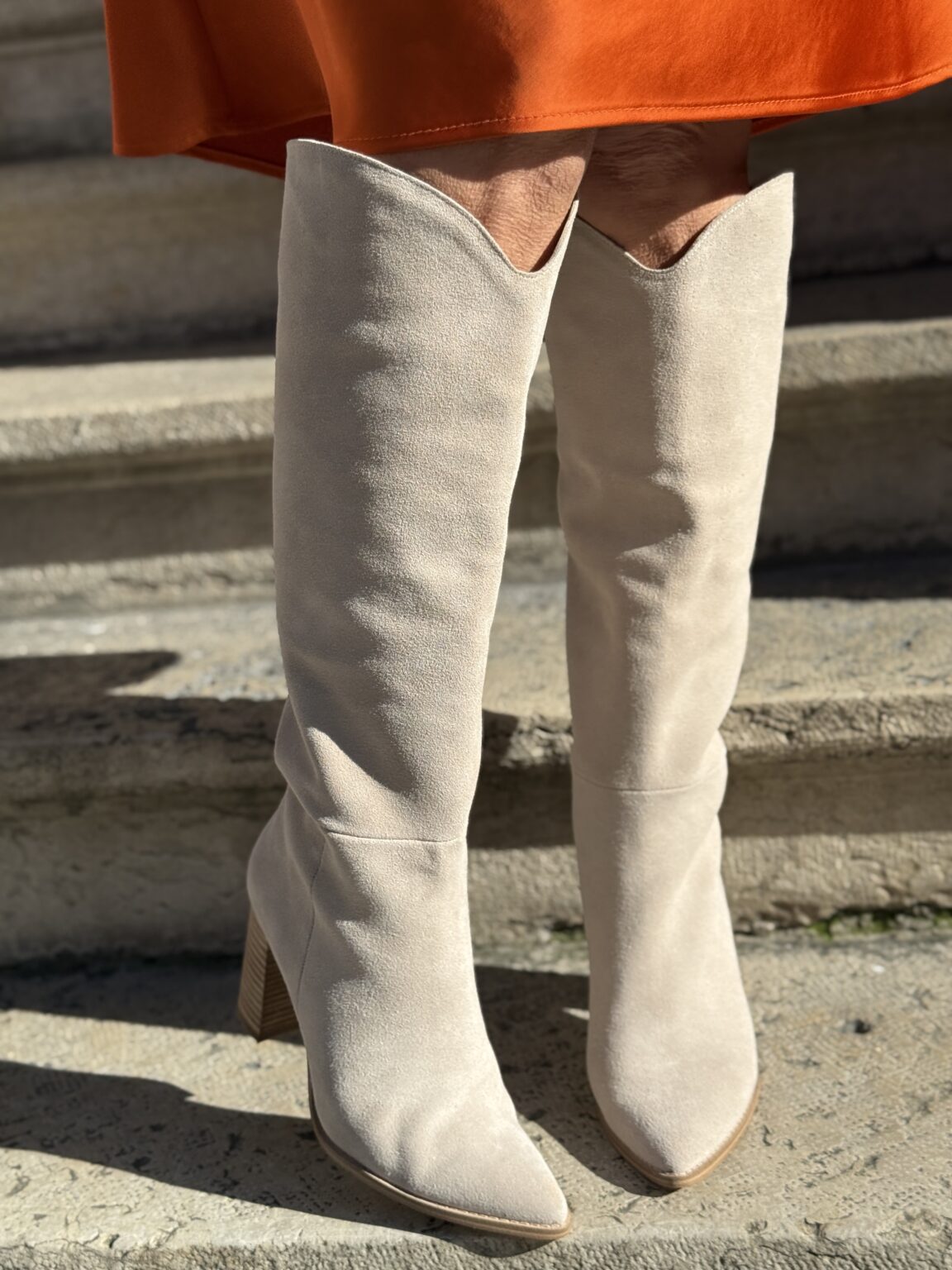 bottes hautes beige effet suédine bixby steve maden