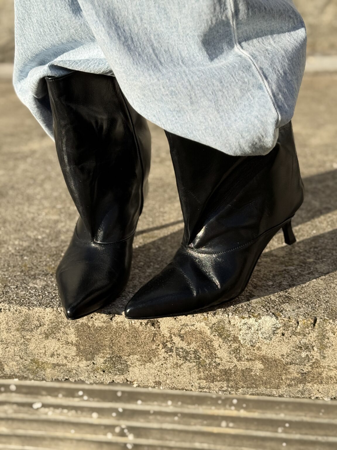 bottines mi mollet noires à talon rd