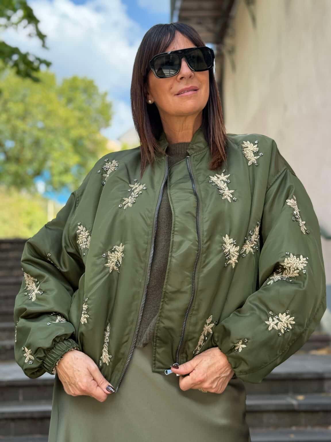 veste bomber brodée kaki souvenir