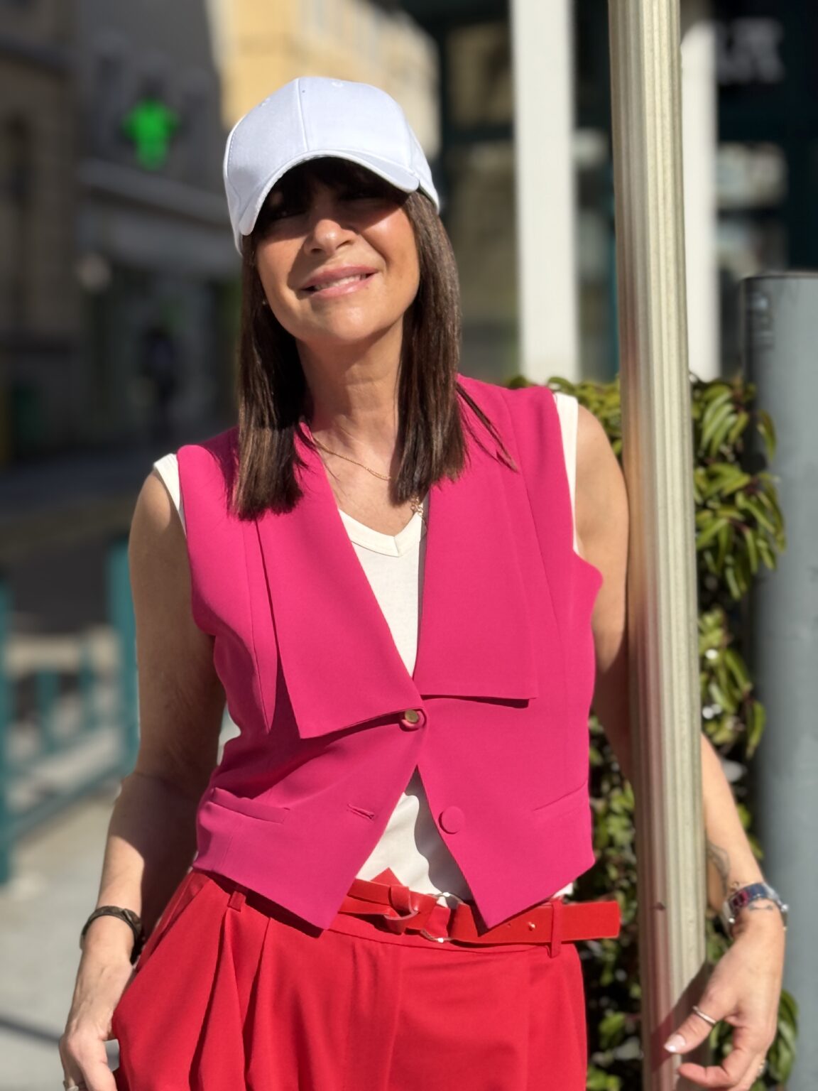 gilet de costume sans manches fuchsia imperial