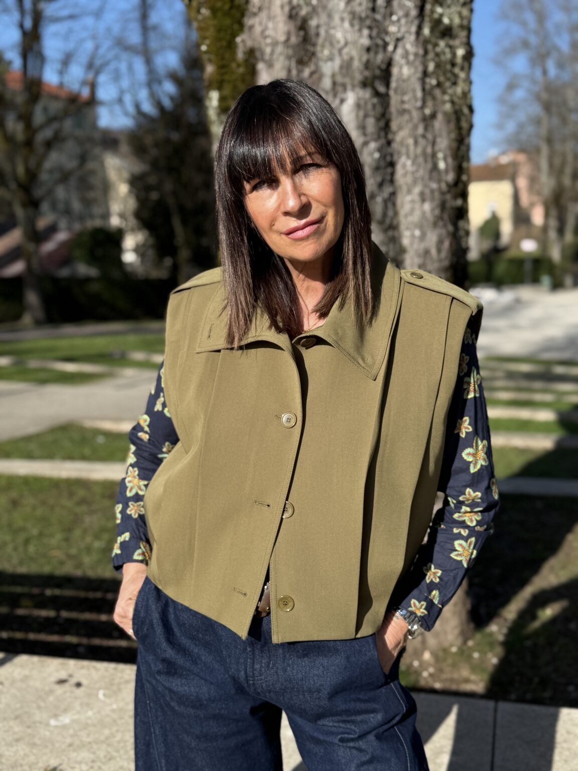 gilet structuré à col montant pistache imperial