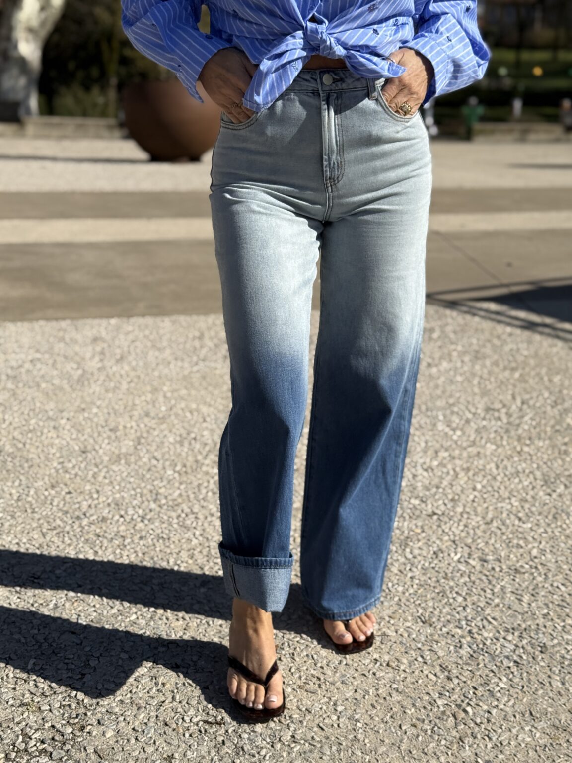 jean droit bicolore taille haute zephyru la petite etoile