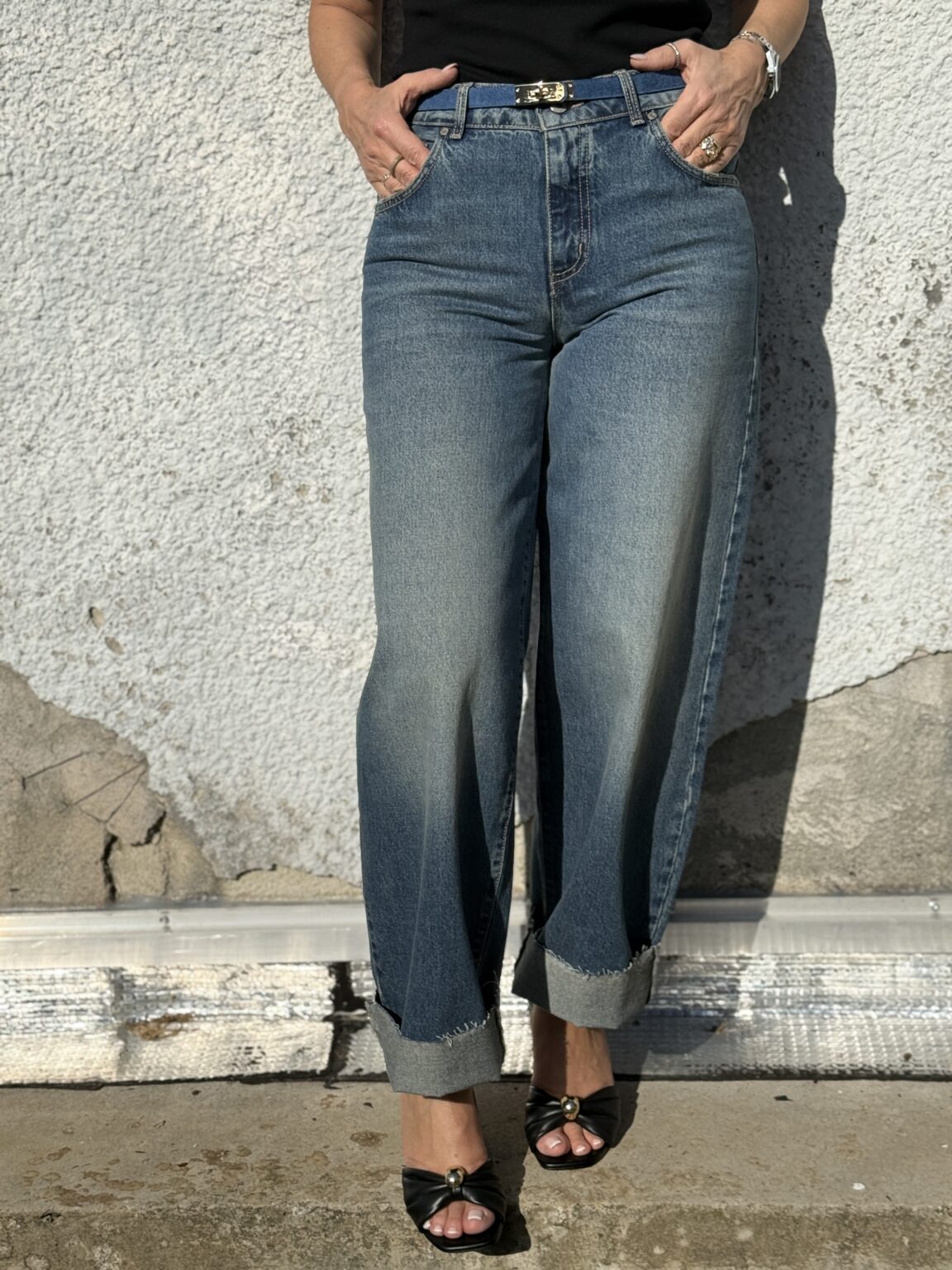 jean large droit denim bleu ourlet brut dixie