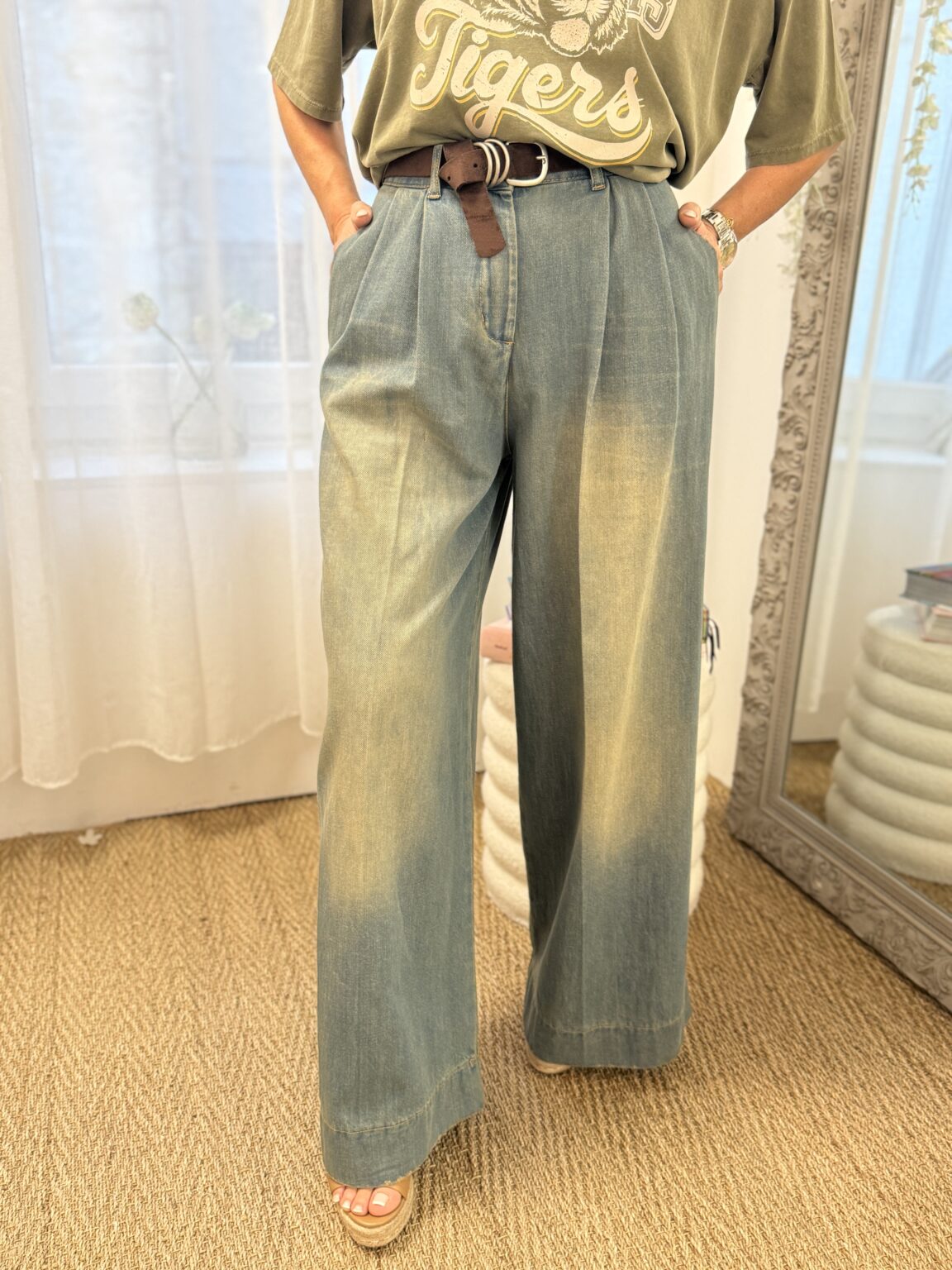 jean large en denim avec ceinture philia loft