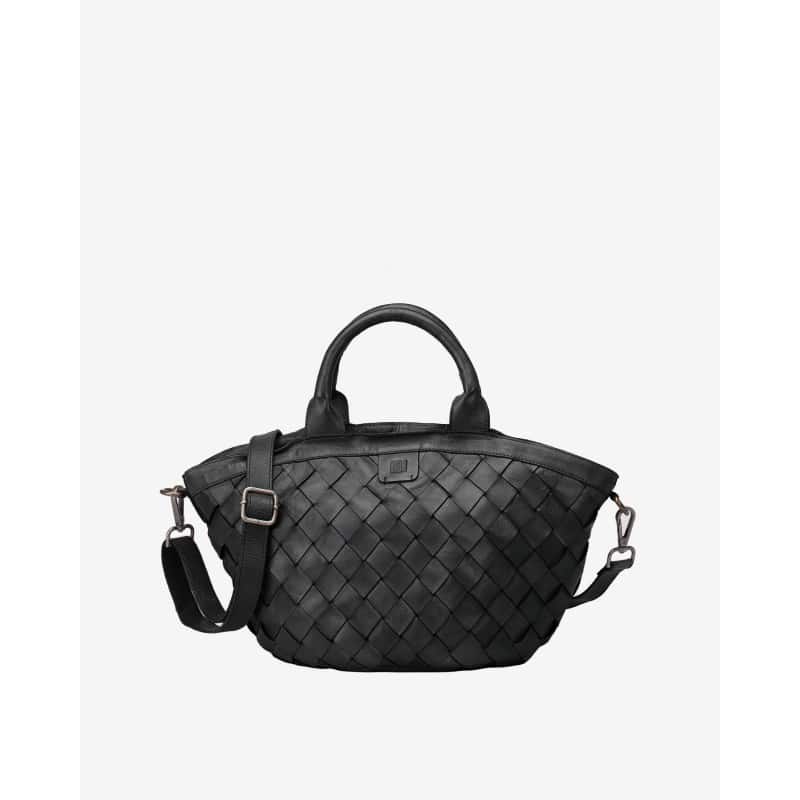 sac bandoulière en cuir tressé noir lewisburg biba