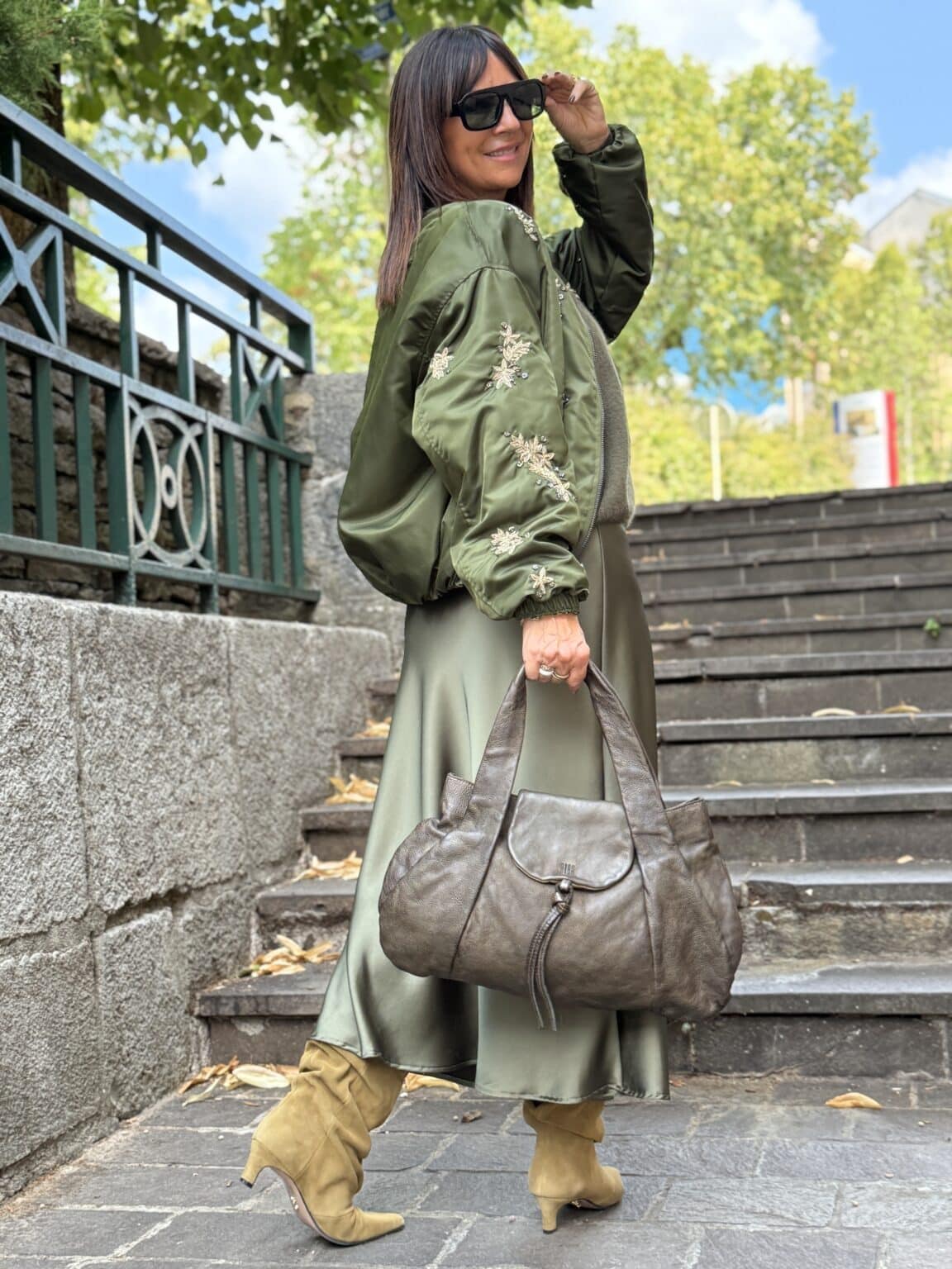 veste bomber brodée kaki souvenir