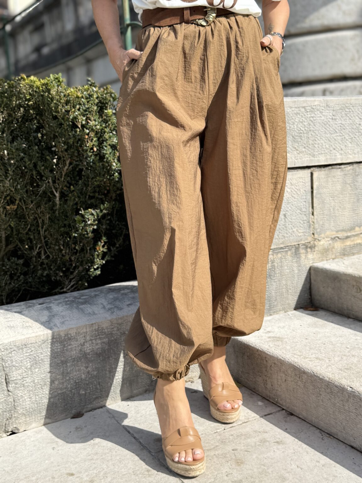 pantalon fluide camel esprit sarouel bohème kikisix