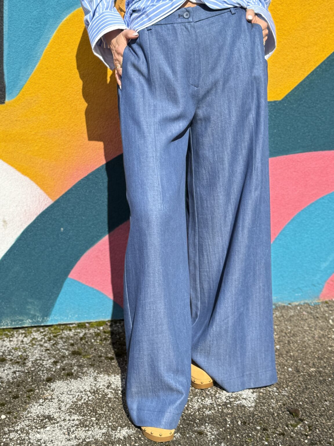 pantalon fluide large en denim imperial