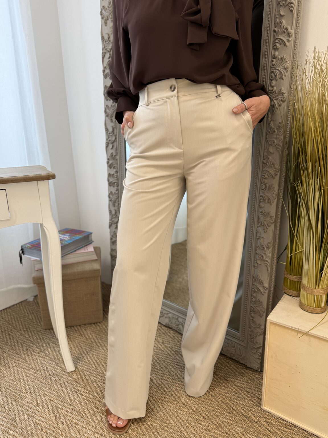 pantalon tailleur beige dixie p845a115