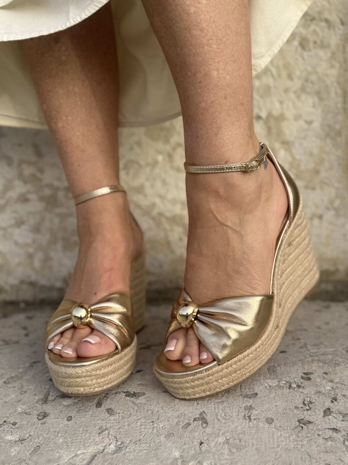 sandales compensées dorées effet corde taliya steve madden