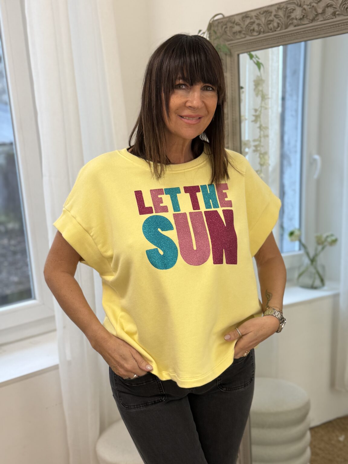 sweat shirt limonade imprimé "let it sun" my hello joy
