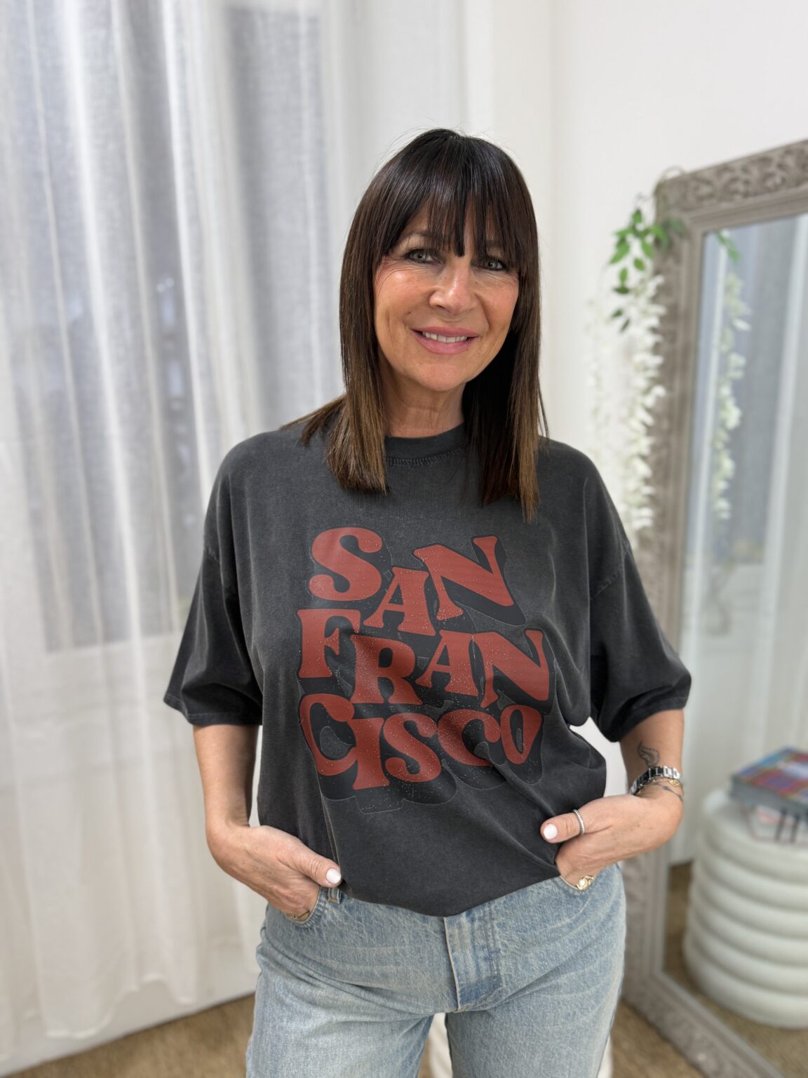 t shirt anthracite imprimé "san francisco" kikisix