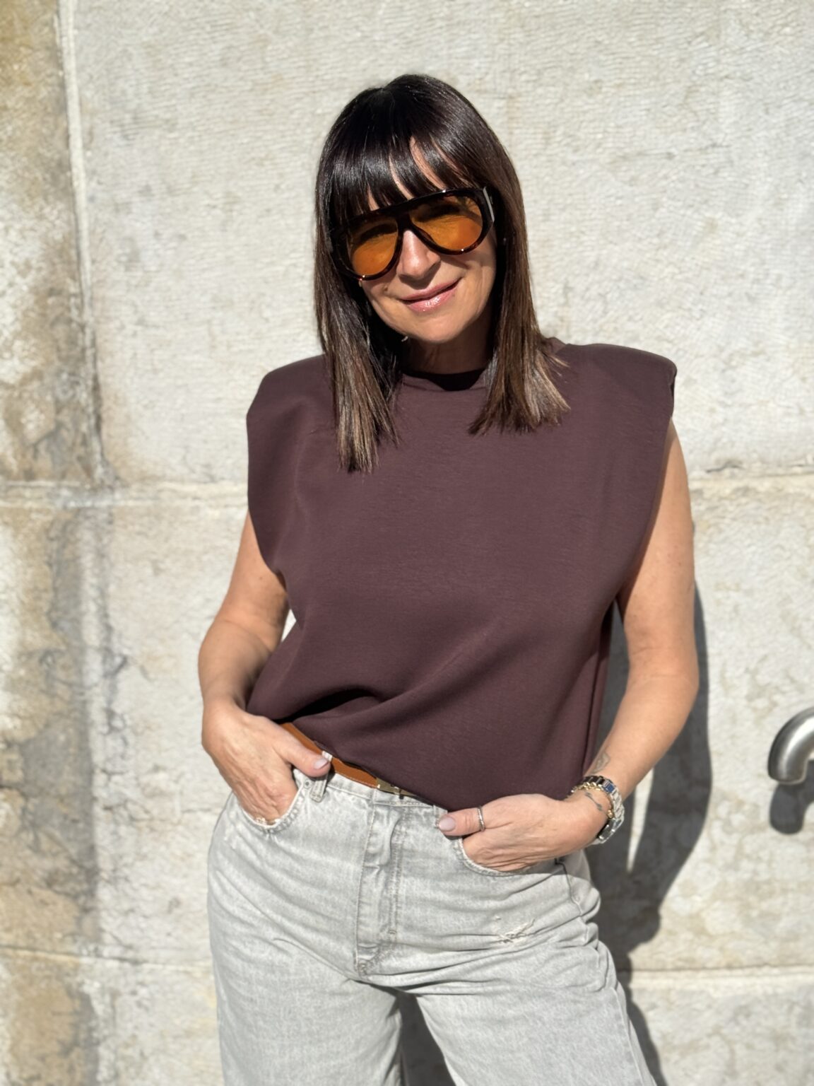 t shirt épaulé marron dixie