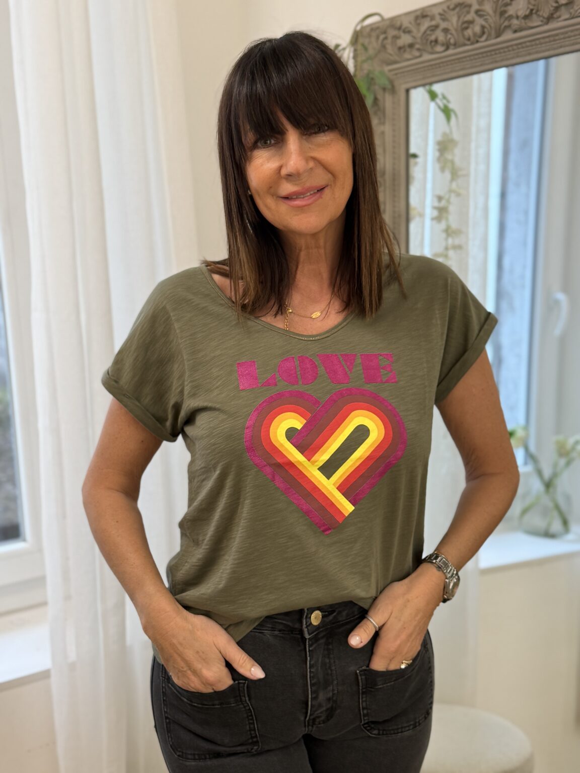 t shirt kaki imprimé "let it sun" (copie)