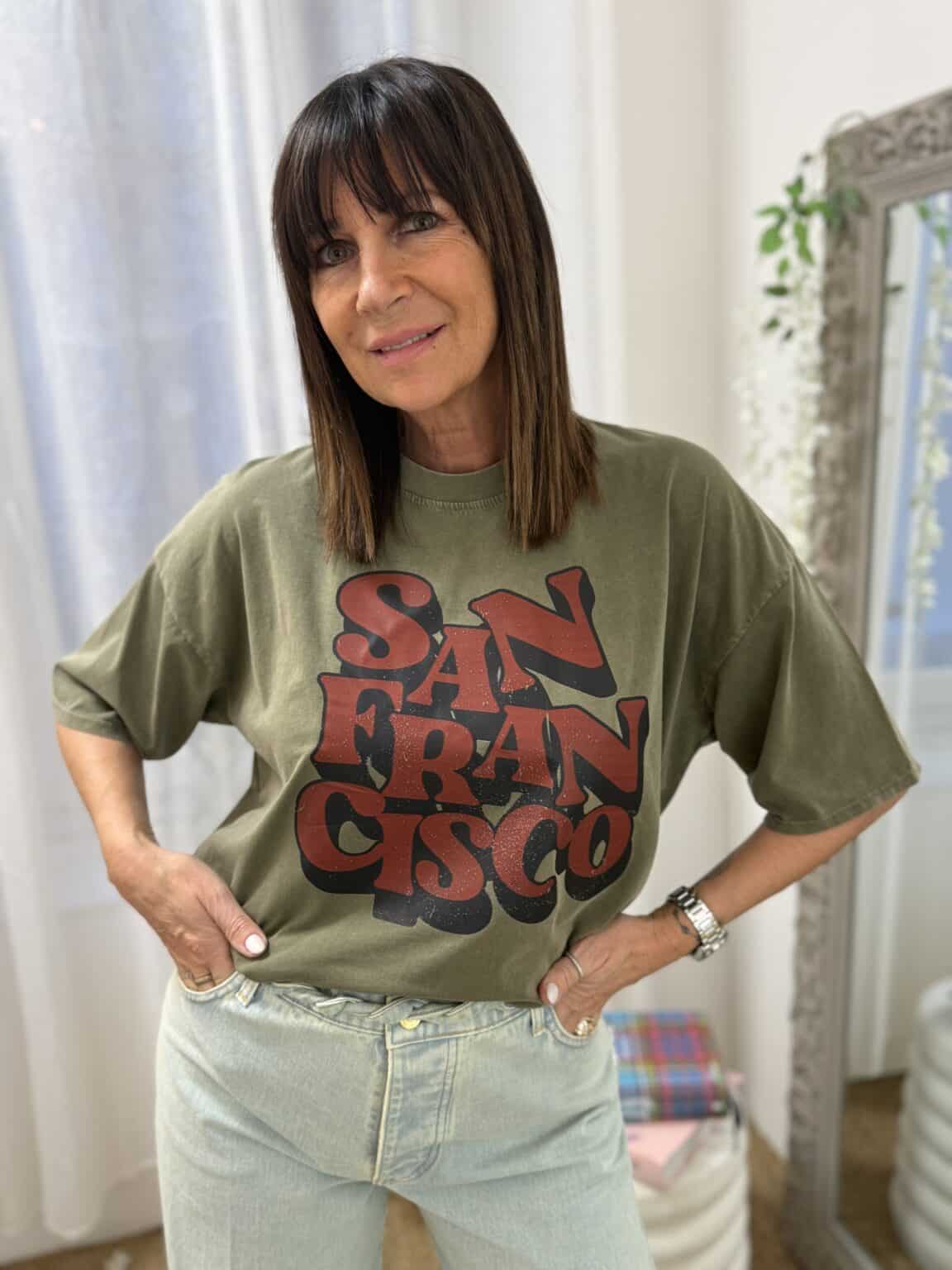 t shirt kaki imprimé "san francisco" kikisix