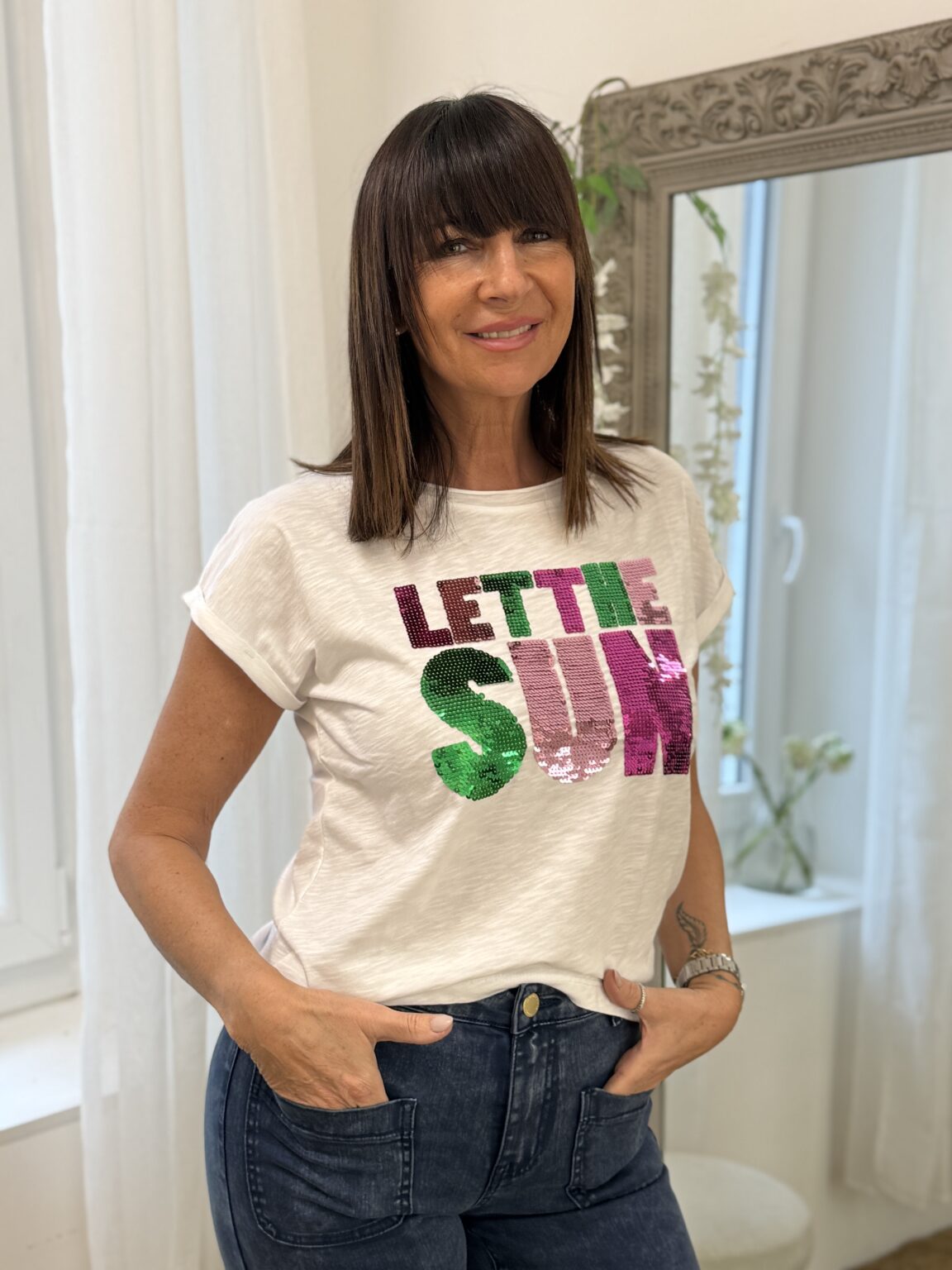 t shirt magenta imprimé "happy summery"