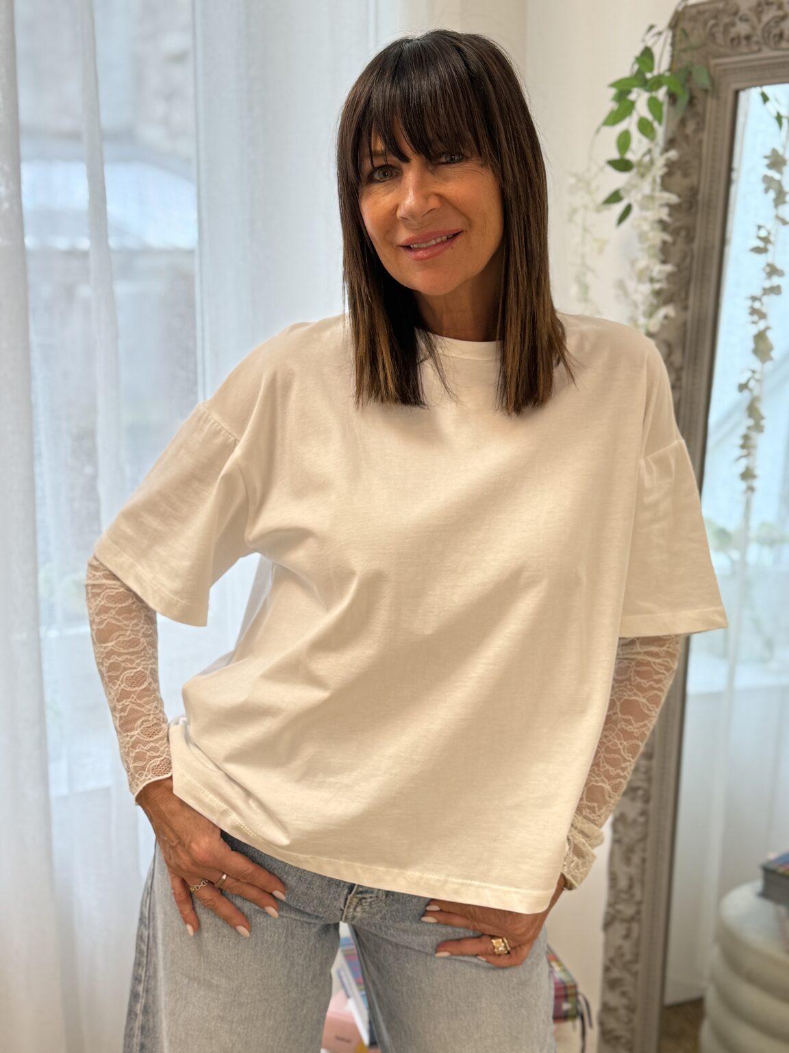 t shirt manches dentelle blanc kikisix