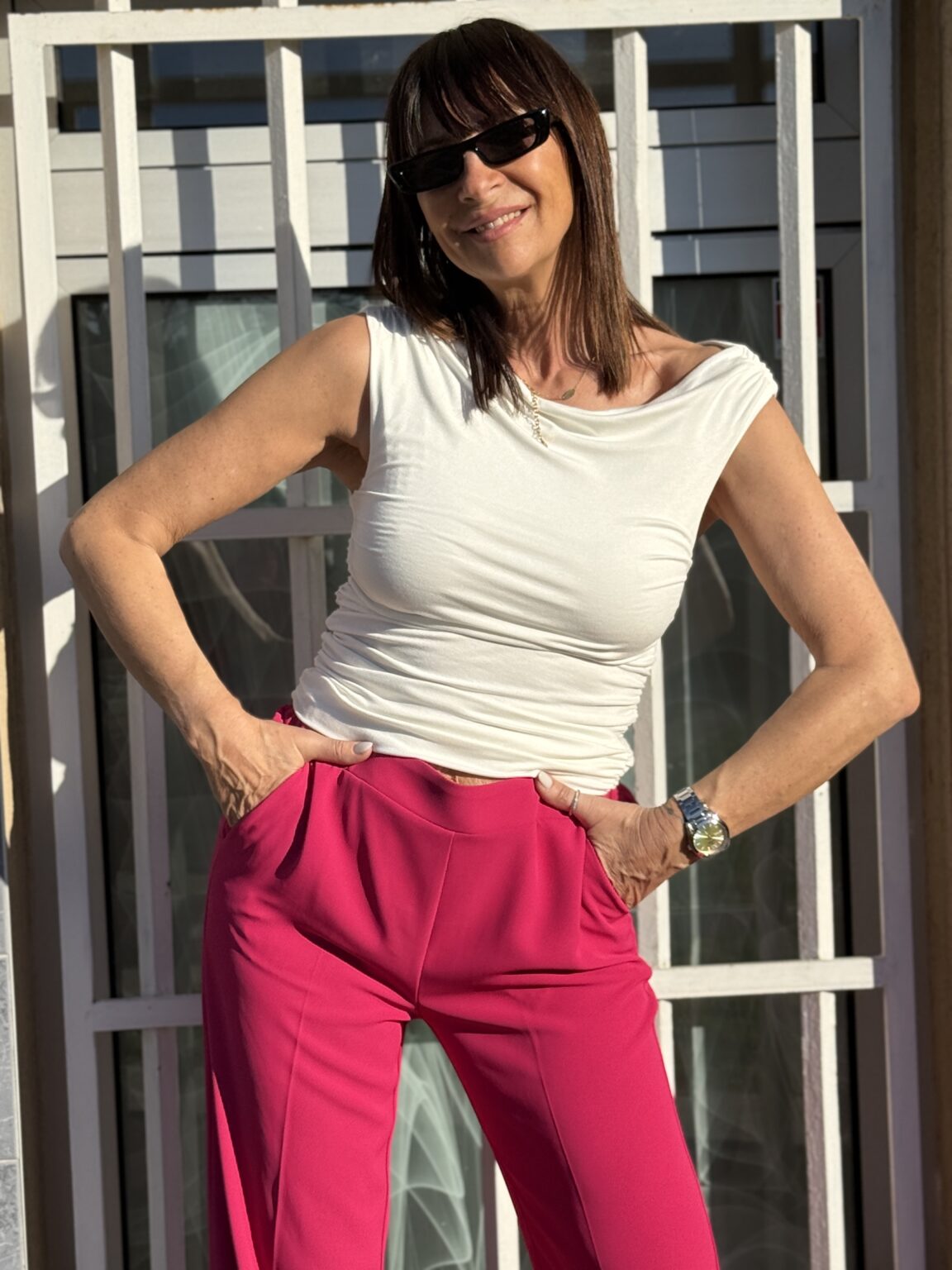 top drapé asymétrique ivoire vodia