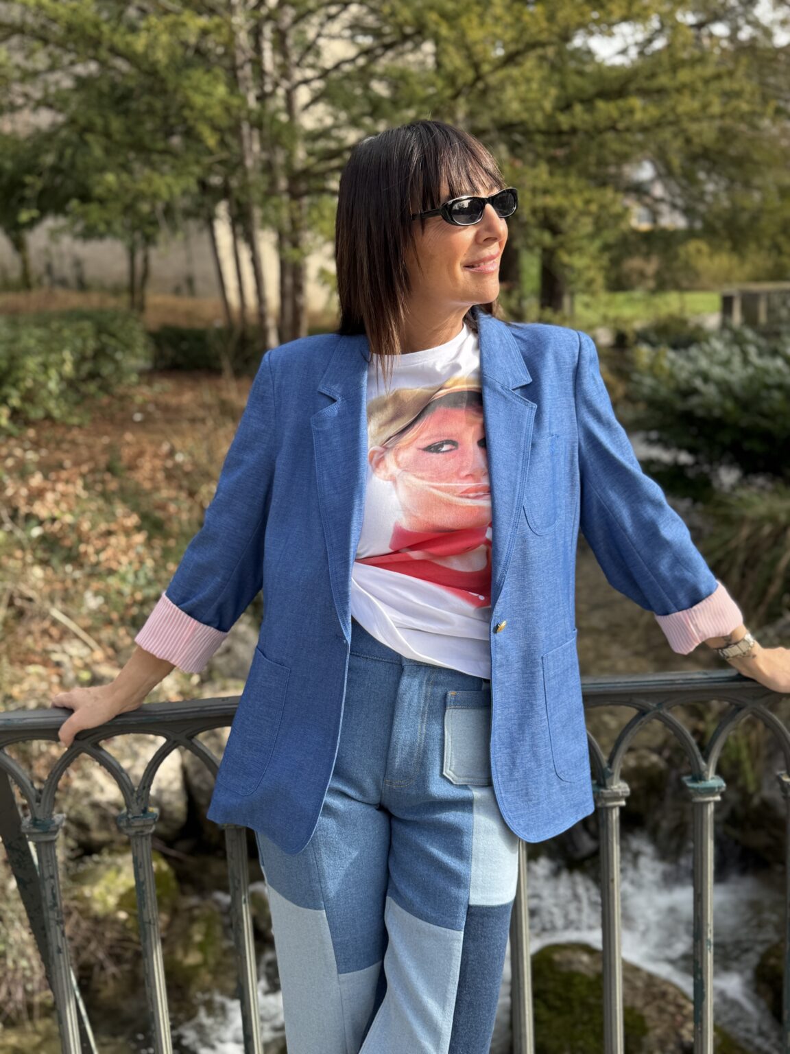 veste blazer en bleu denim bardot