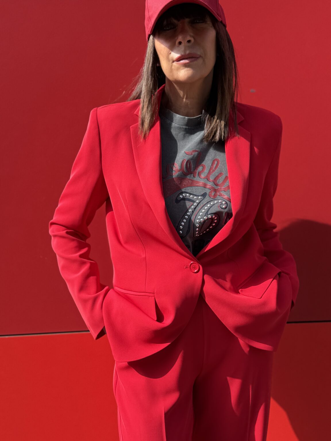 veste blazer droite rouge imperial