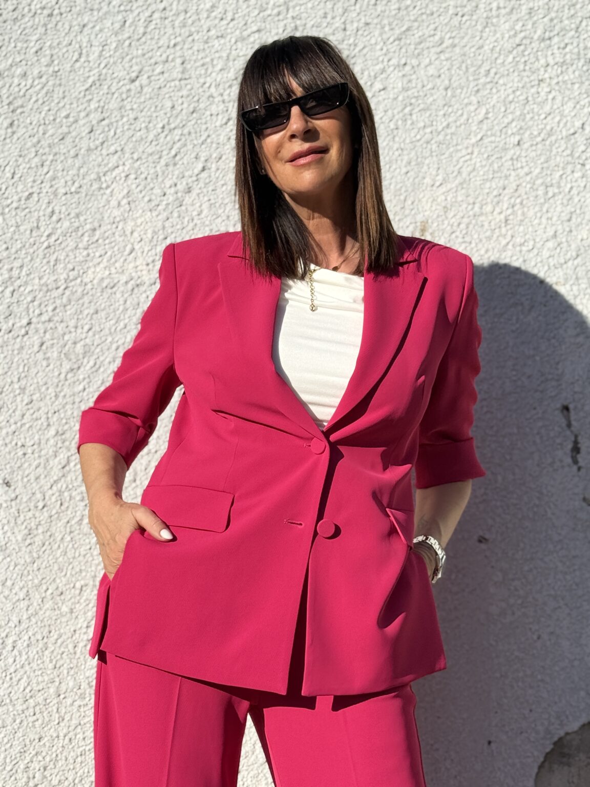 veste blazer droite structurée fuchsia imperial