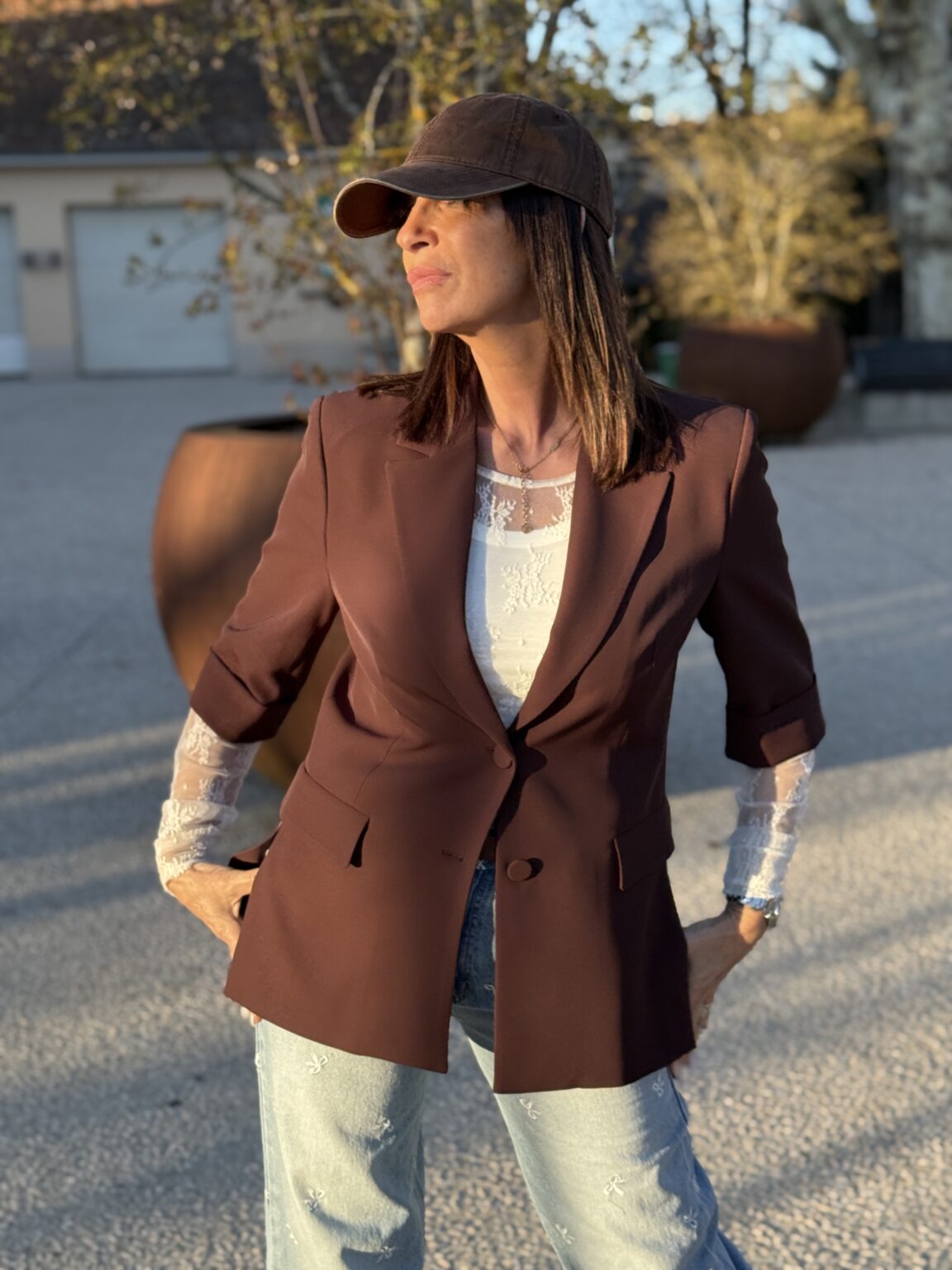 veste blazer droite structurée marron café imperial