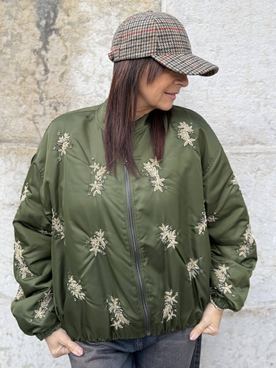 veste bomber brodée kaki souvenir