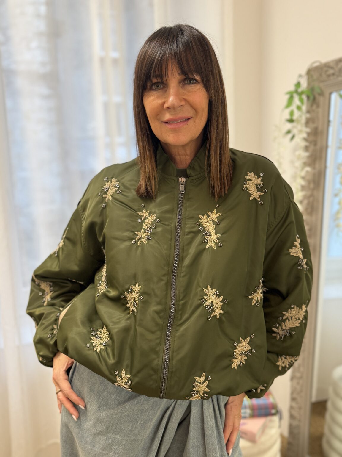 veste bomber brodée kaki souvenir