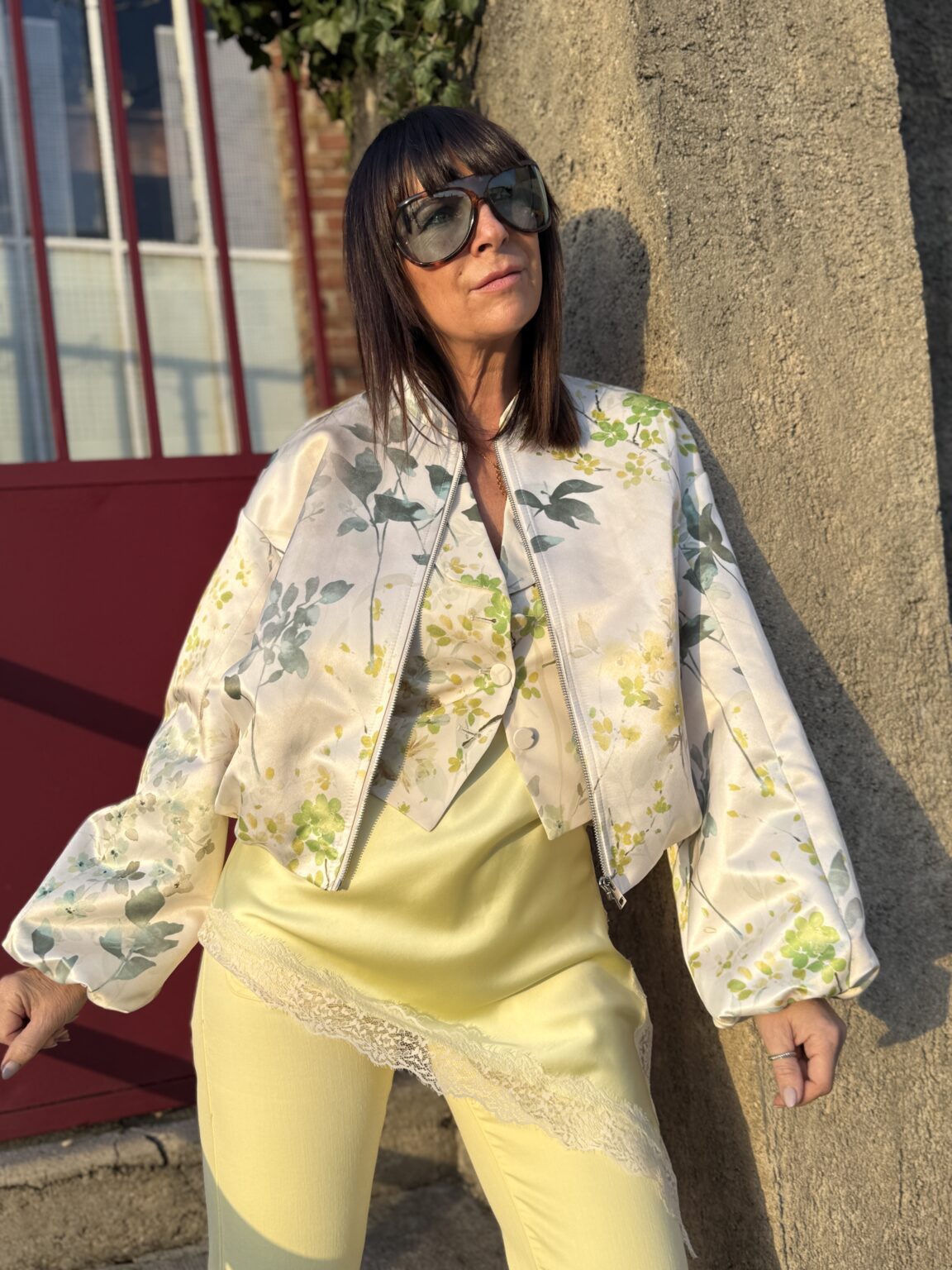 vest bomber court imprimé floral impÉrial