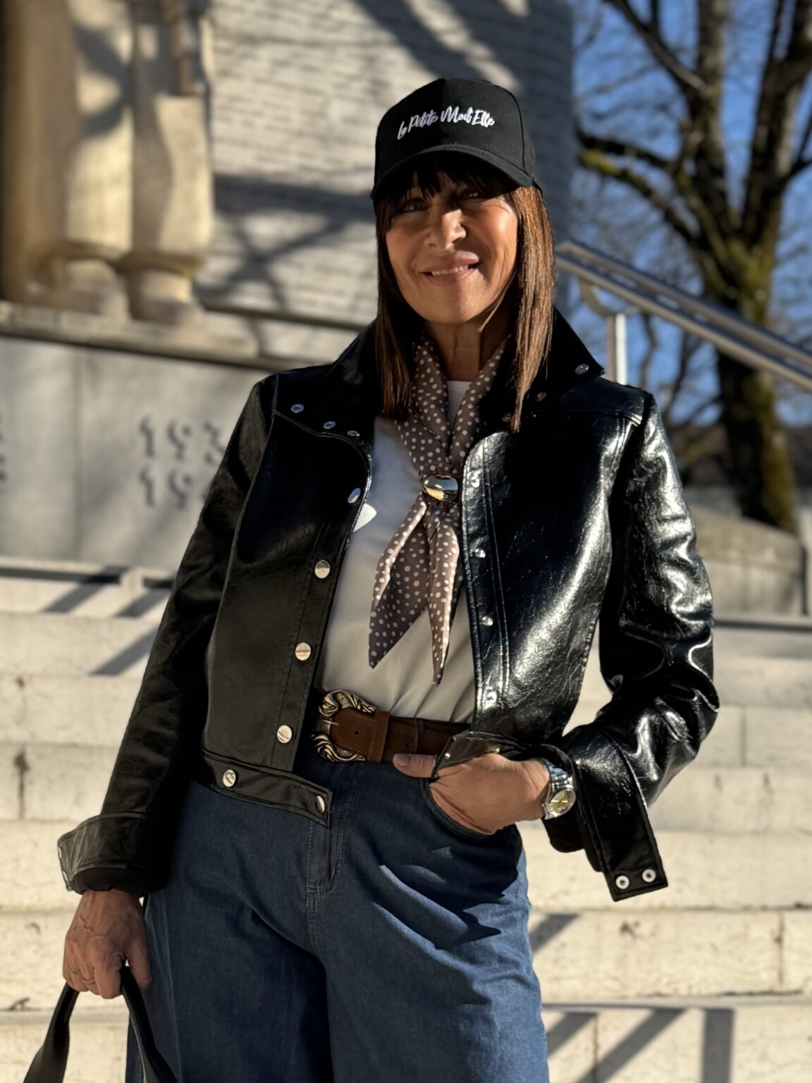 veste effet cuir texturé noir