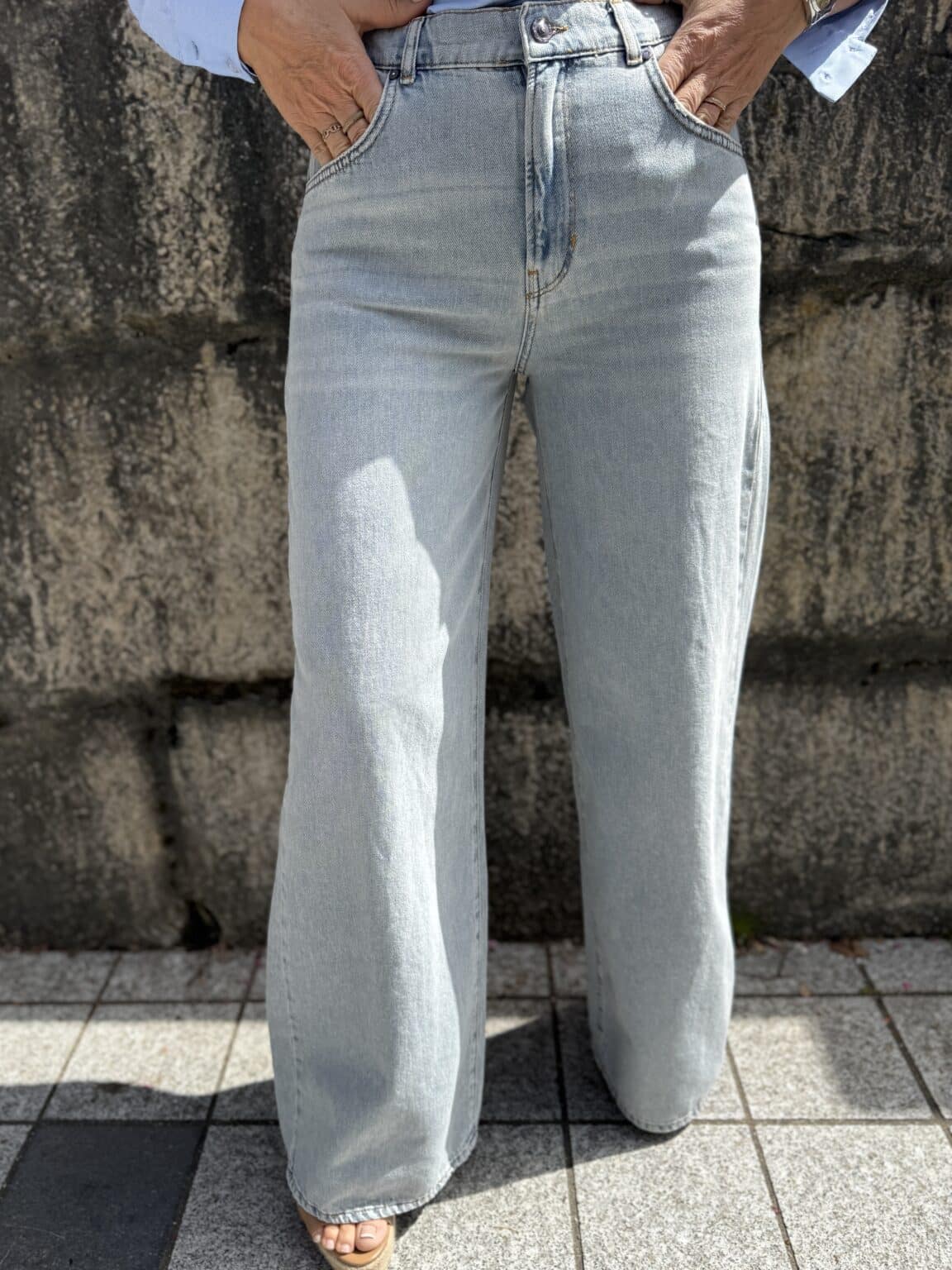 pantalon jeans large délavé bsb (amb)