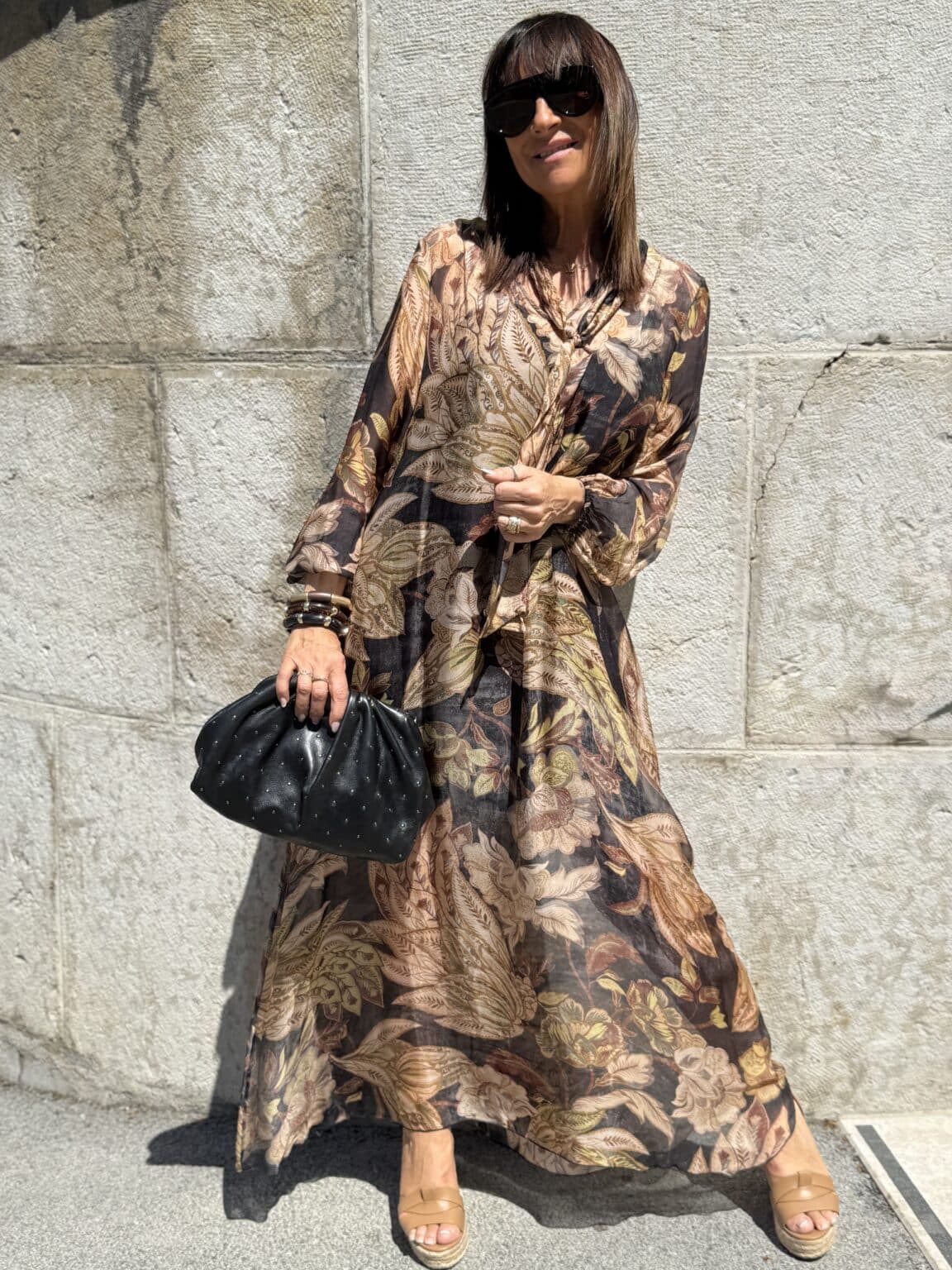 robe longue imprimée à manches longues