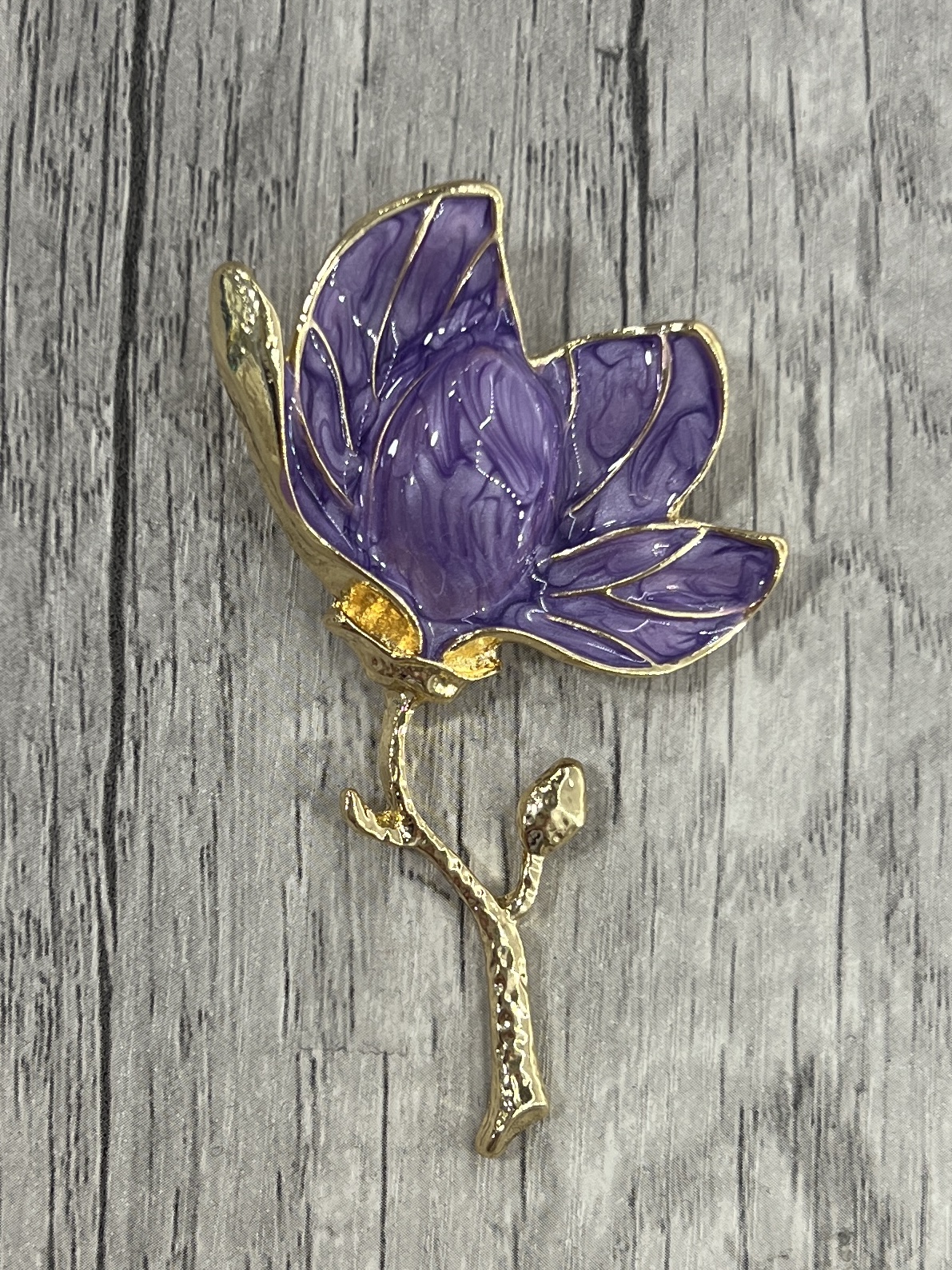 broche fleur violette dorée dixie
