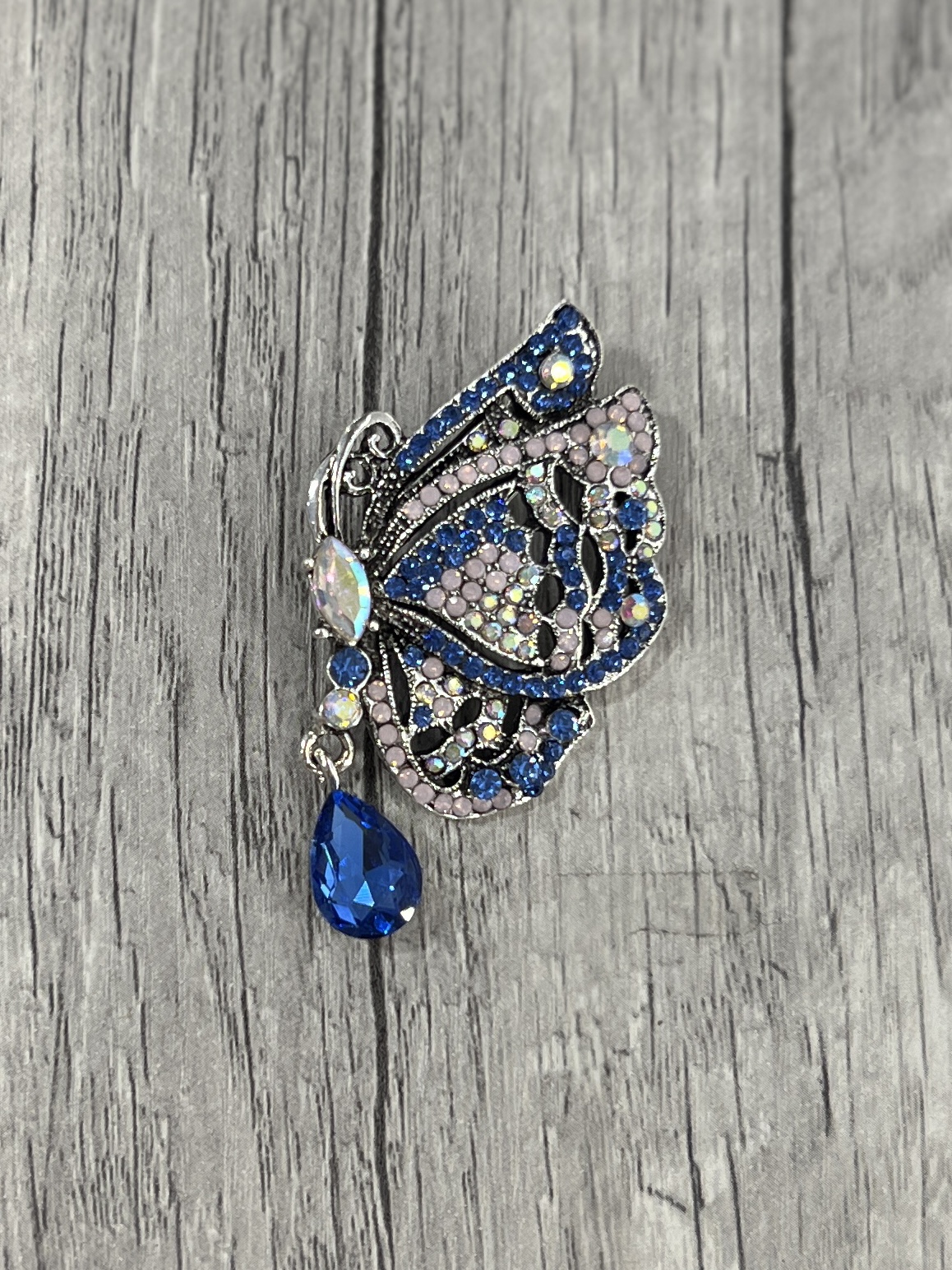 broche papillon de nuit bleu et rose dixie