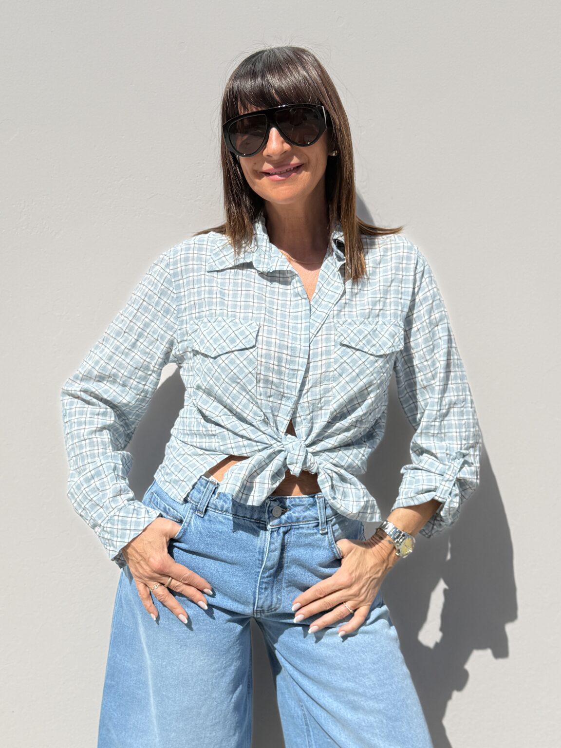 chemise à carreaux bleu fluide dixie (amb)