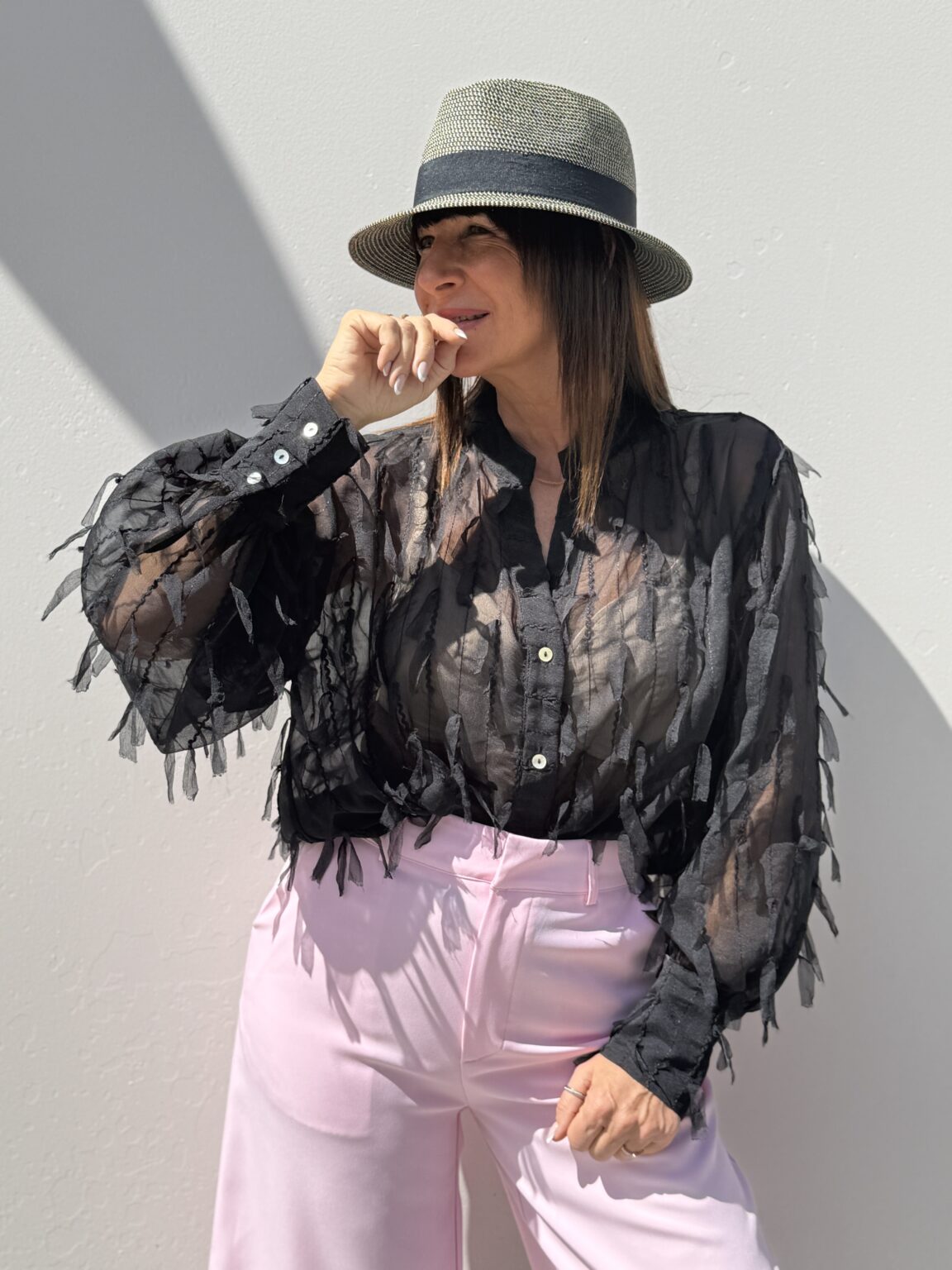 chemise voile texturé à détails frangés philia loft (copie)