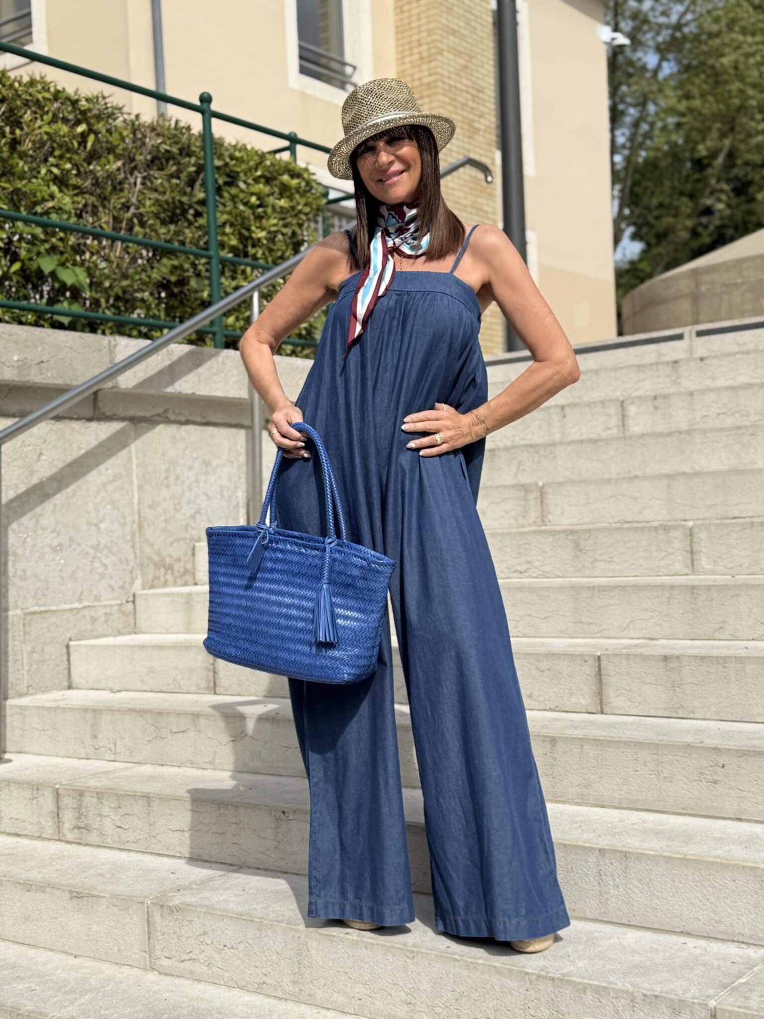 combinaison pantalon fluide en denim léger