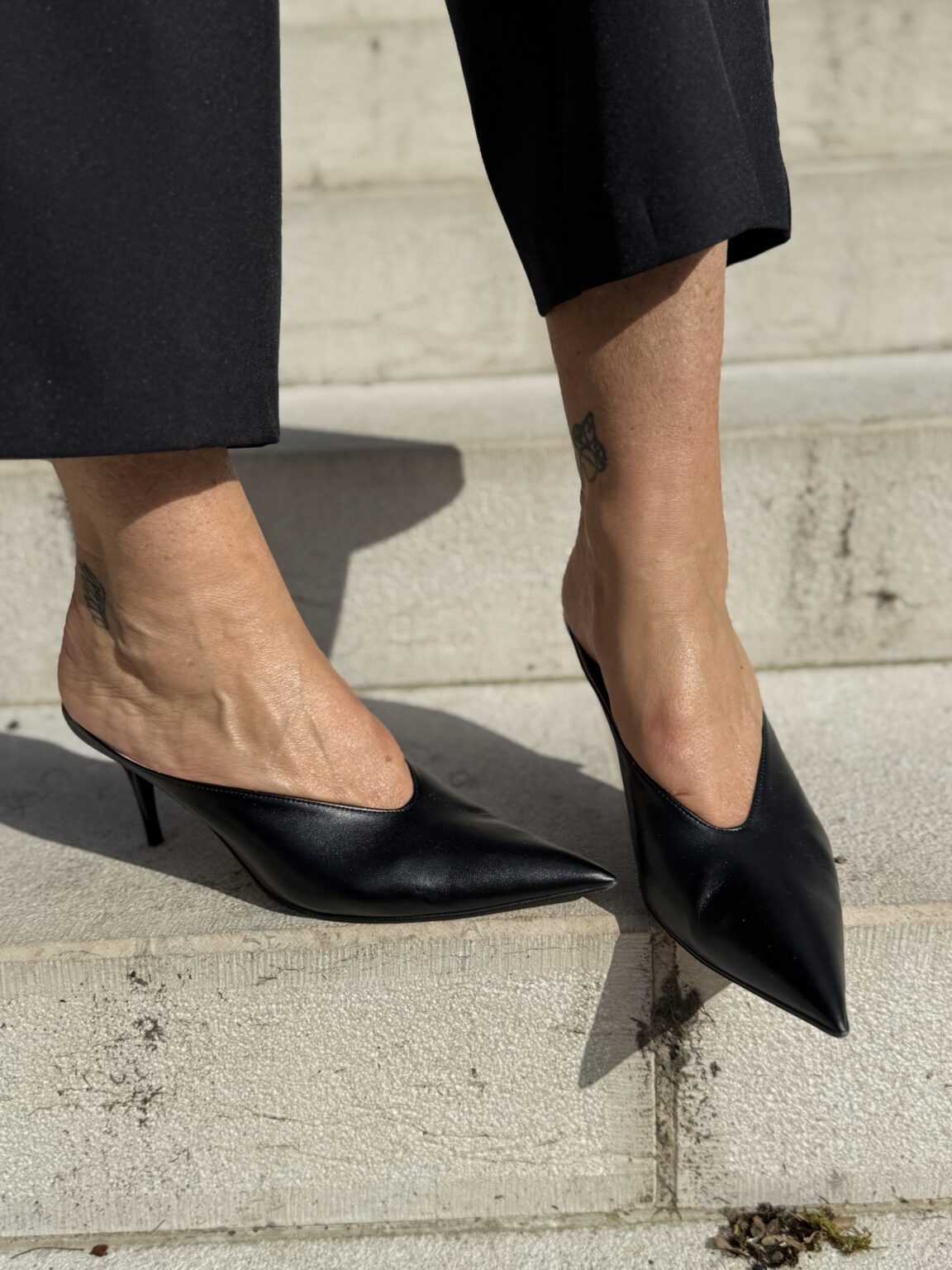 escarpin mules cuir lisse noir rd