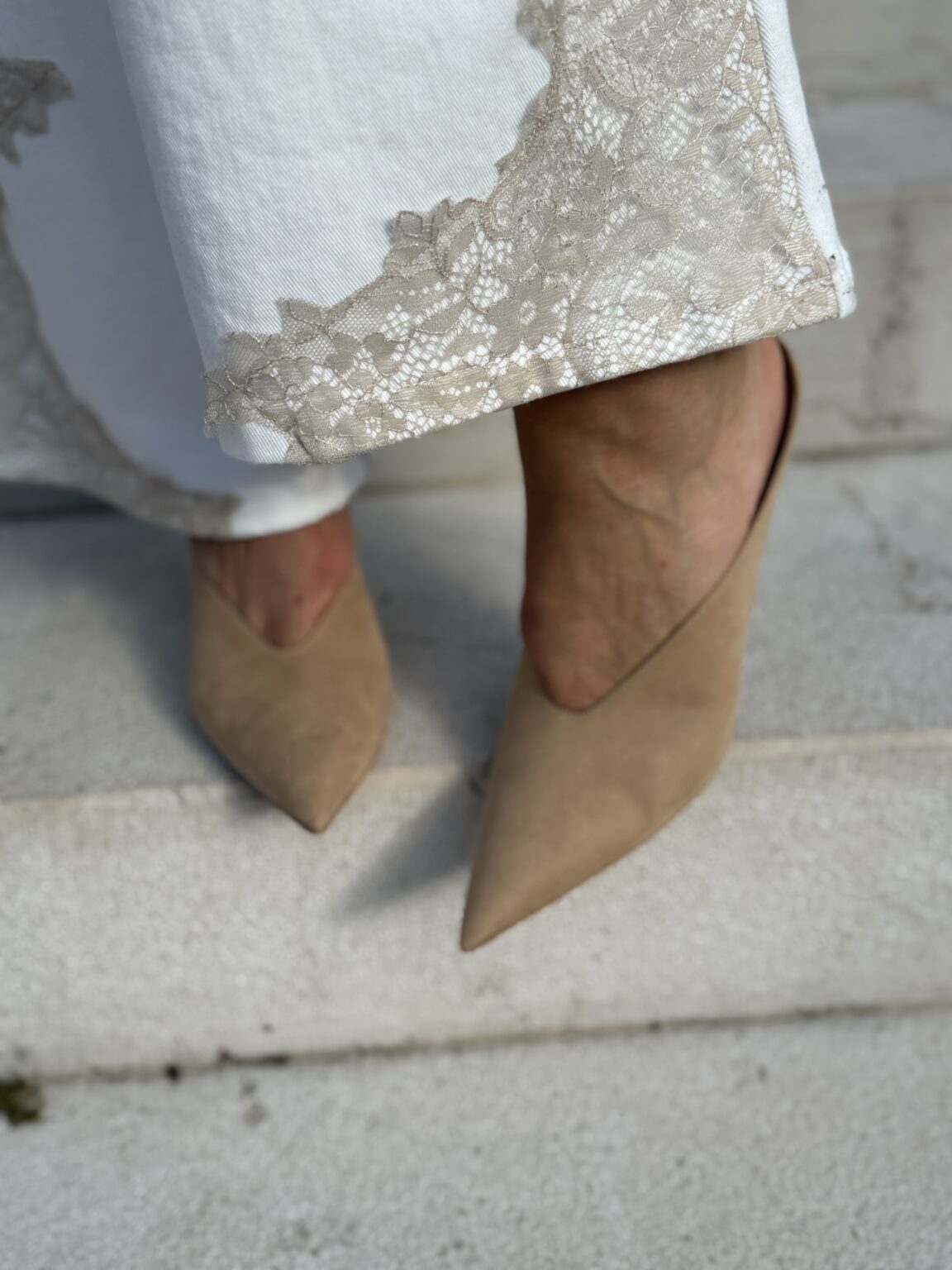 escarpin mules effet suédine beige rd