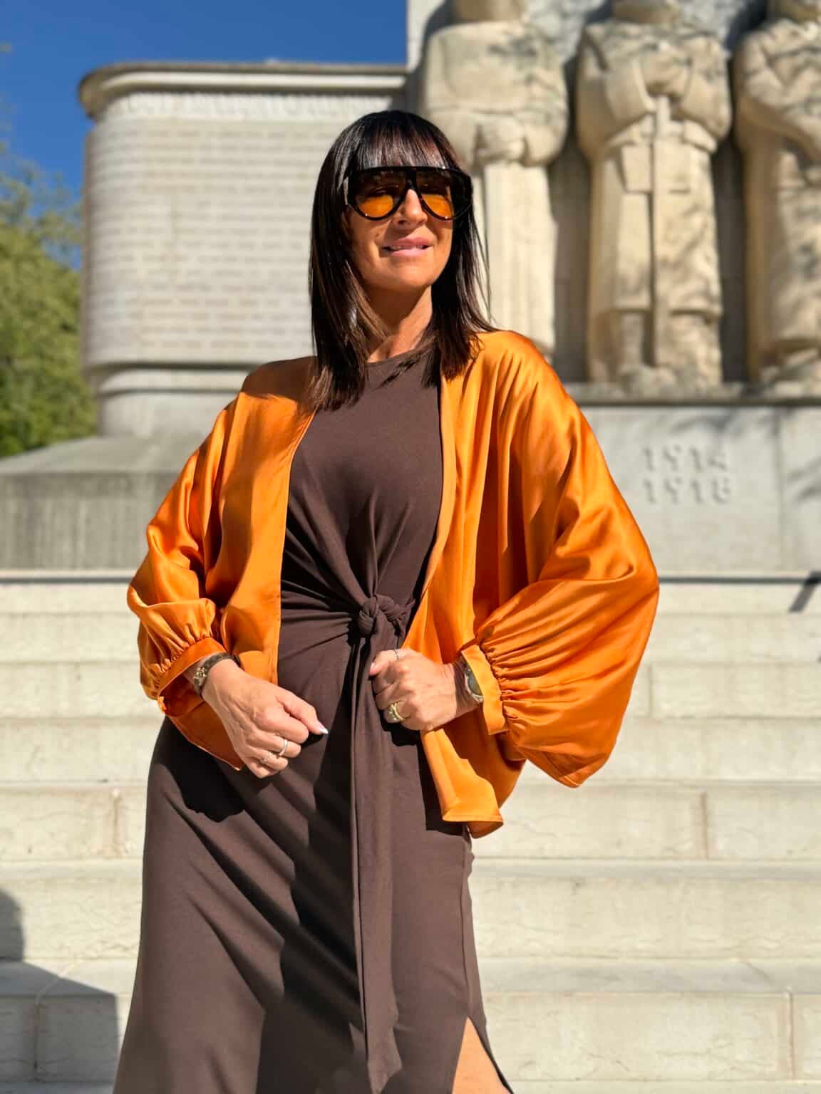 gilet fluide satiné orange