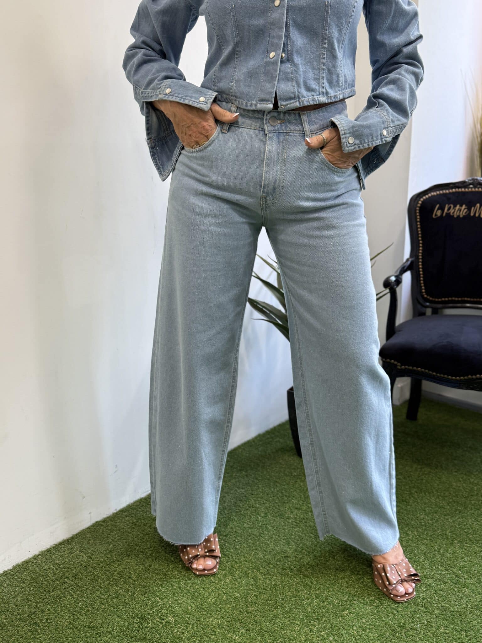 jean large taille haute à paillette kikisix kxpa1912