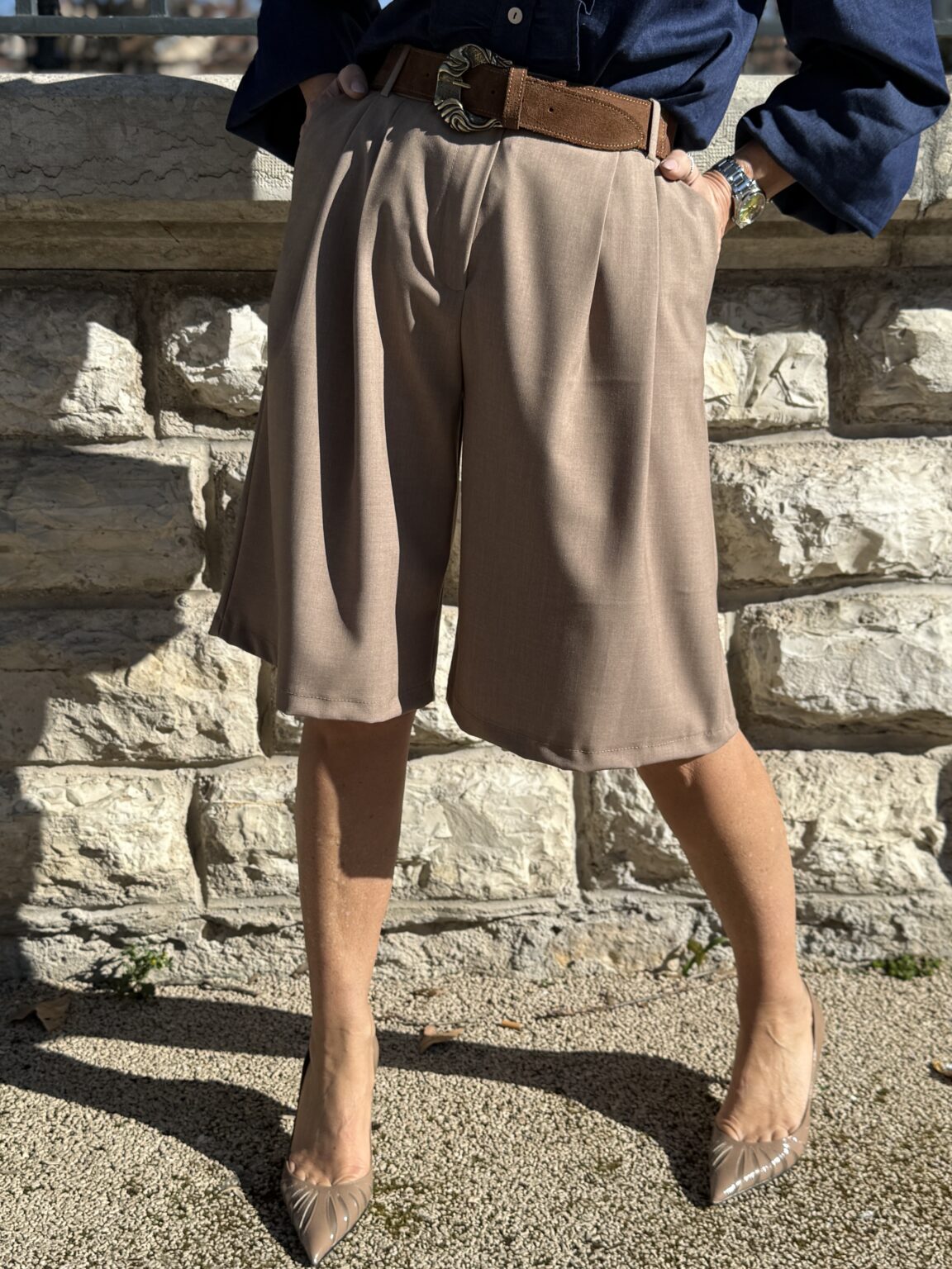 bermuda fluide large camel kikisix