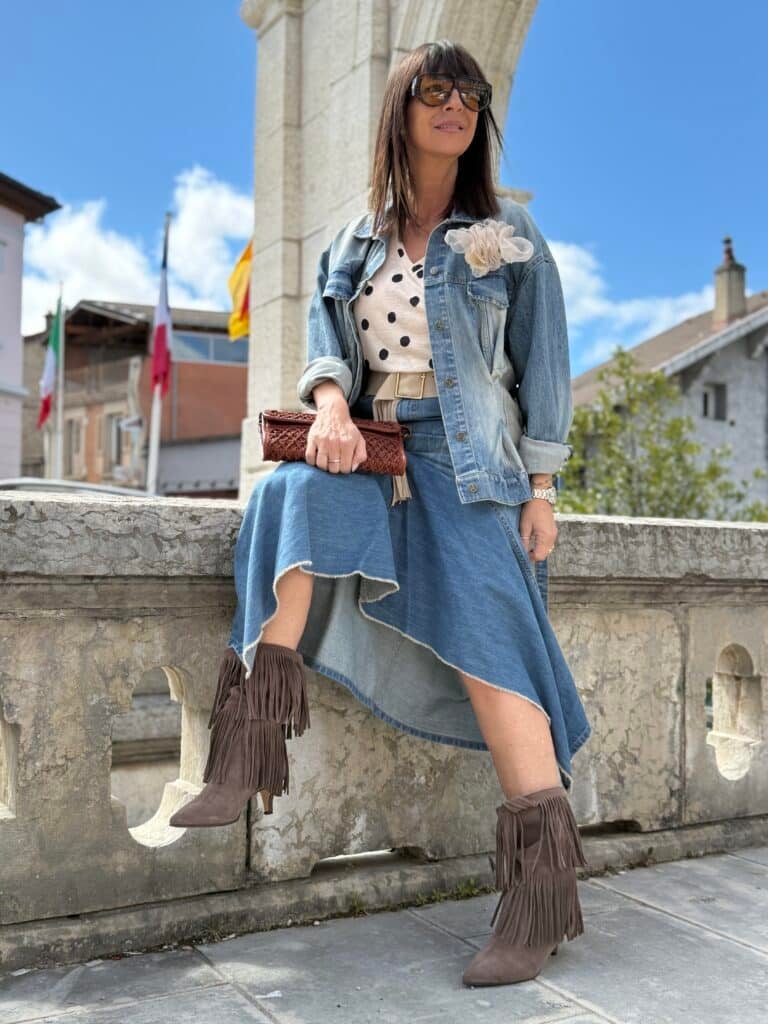 look pois & denim chic