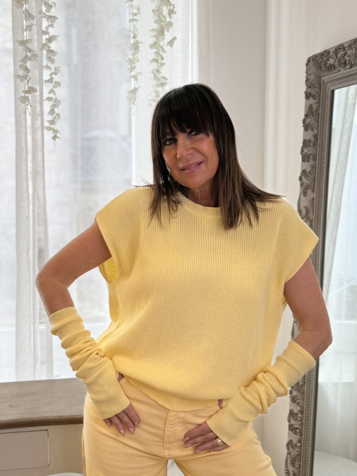 top en maille jaune pastel dixie