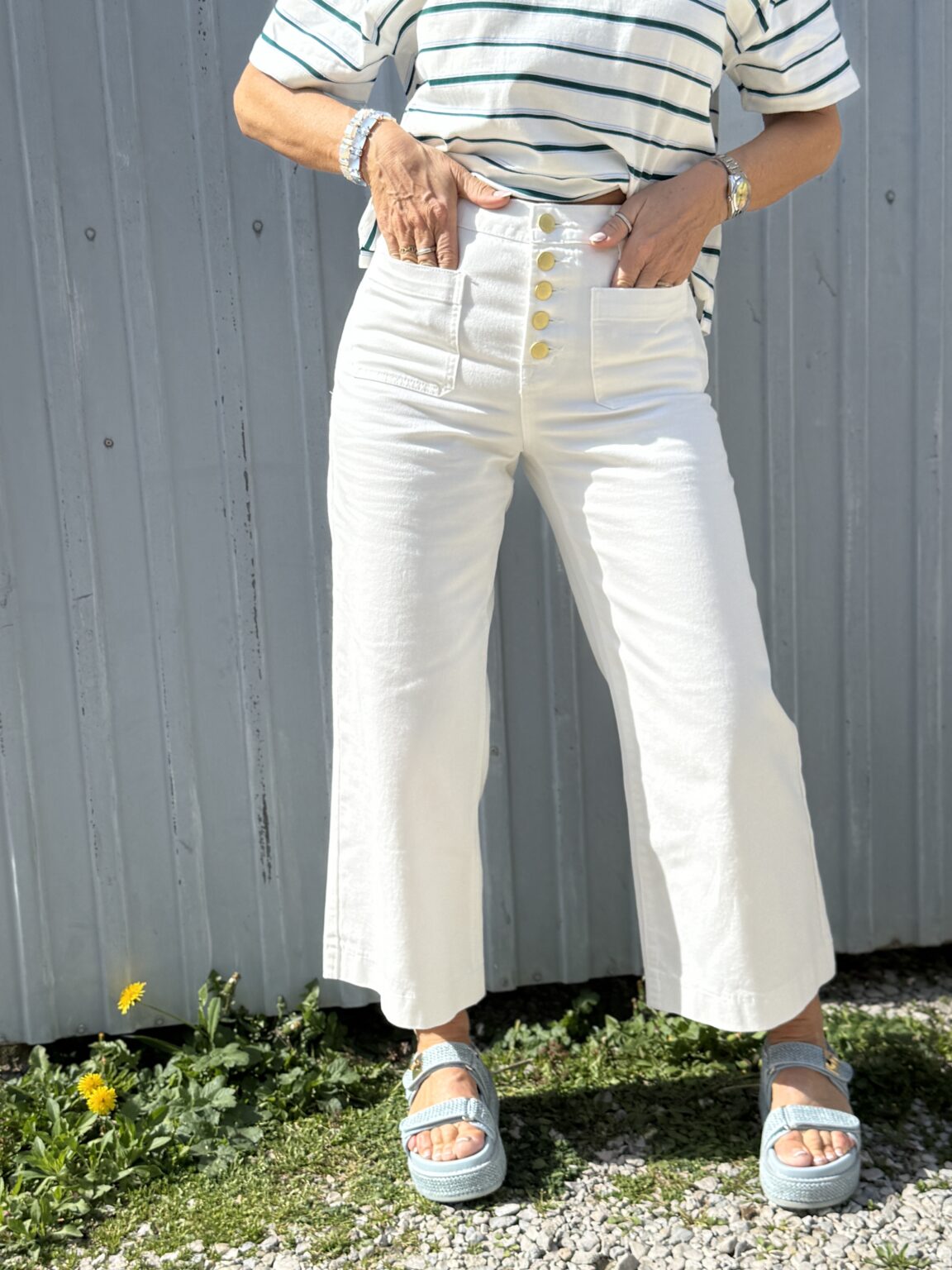 pantalon jean large blanc la petite Étoile (ted)