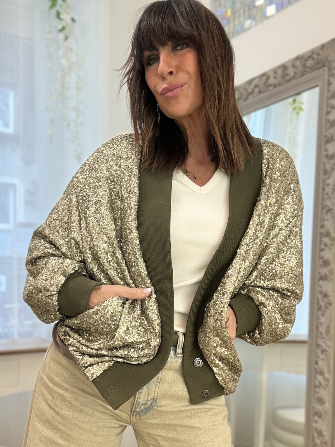 bomber sequins kaki philia loft